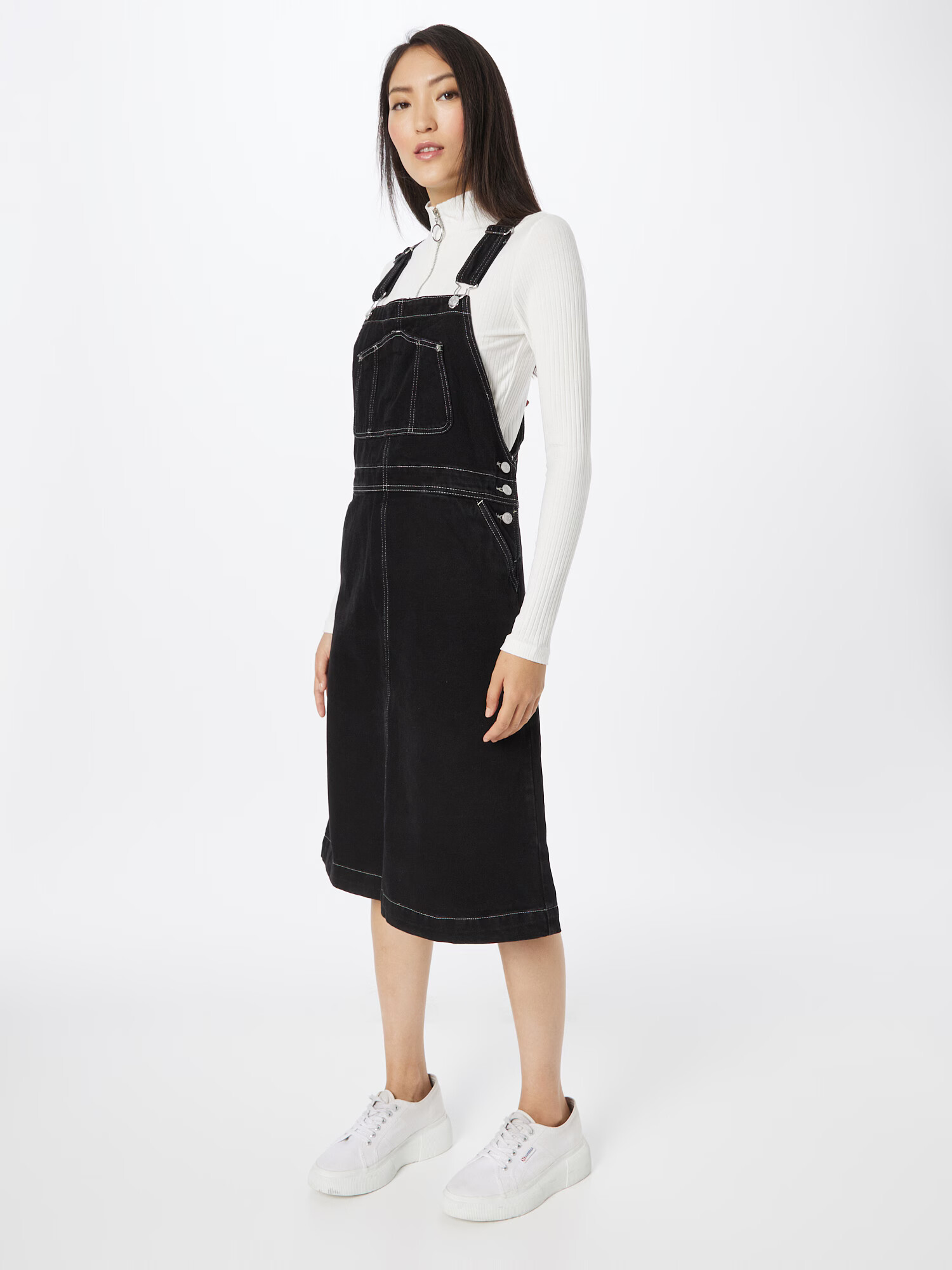 Monki Salopetă rochie scurtă negru denim - Pled.ro