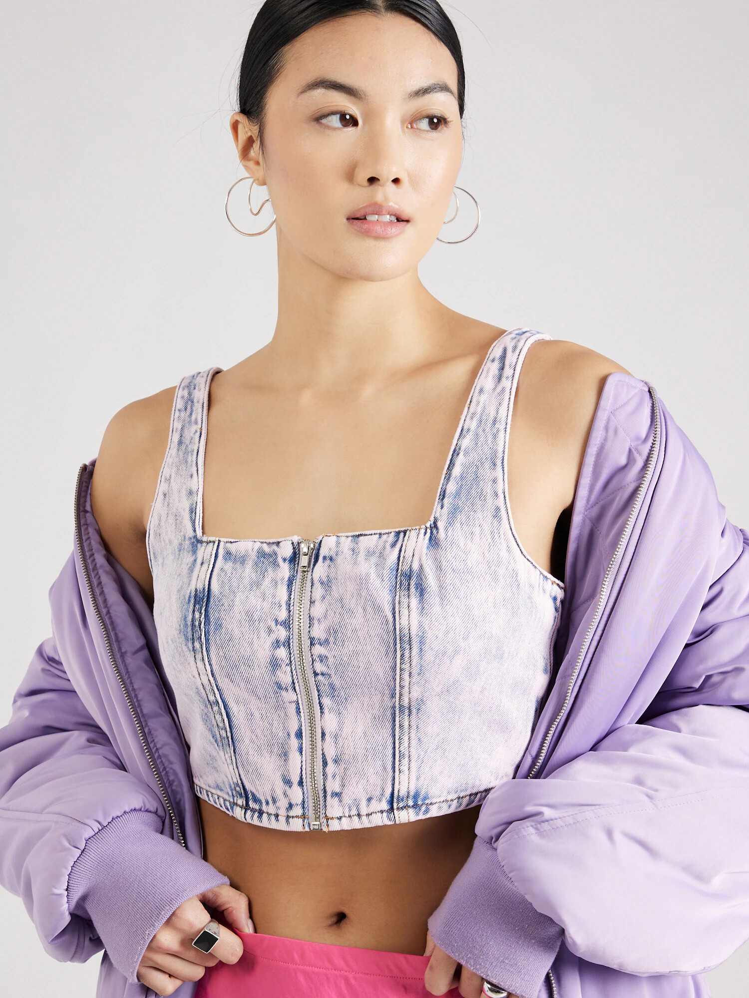 Monki Top albastru denim - Pled.ro