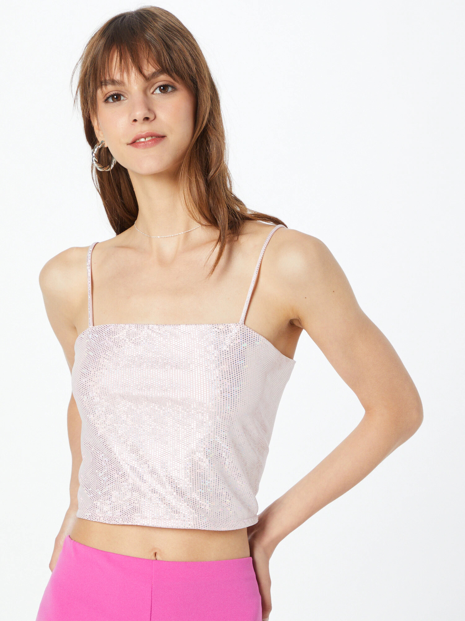 Monki Top roz pastel / argintiu - Pled.ro