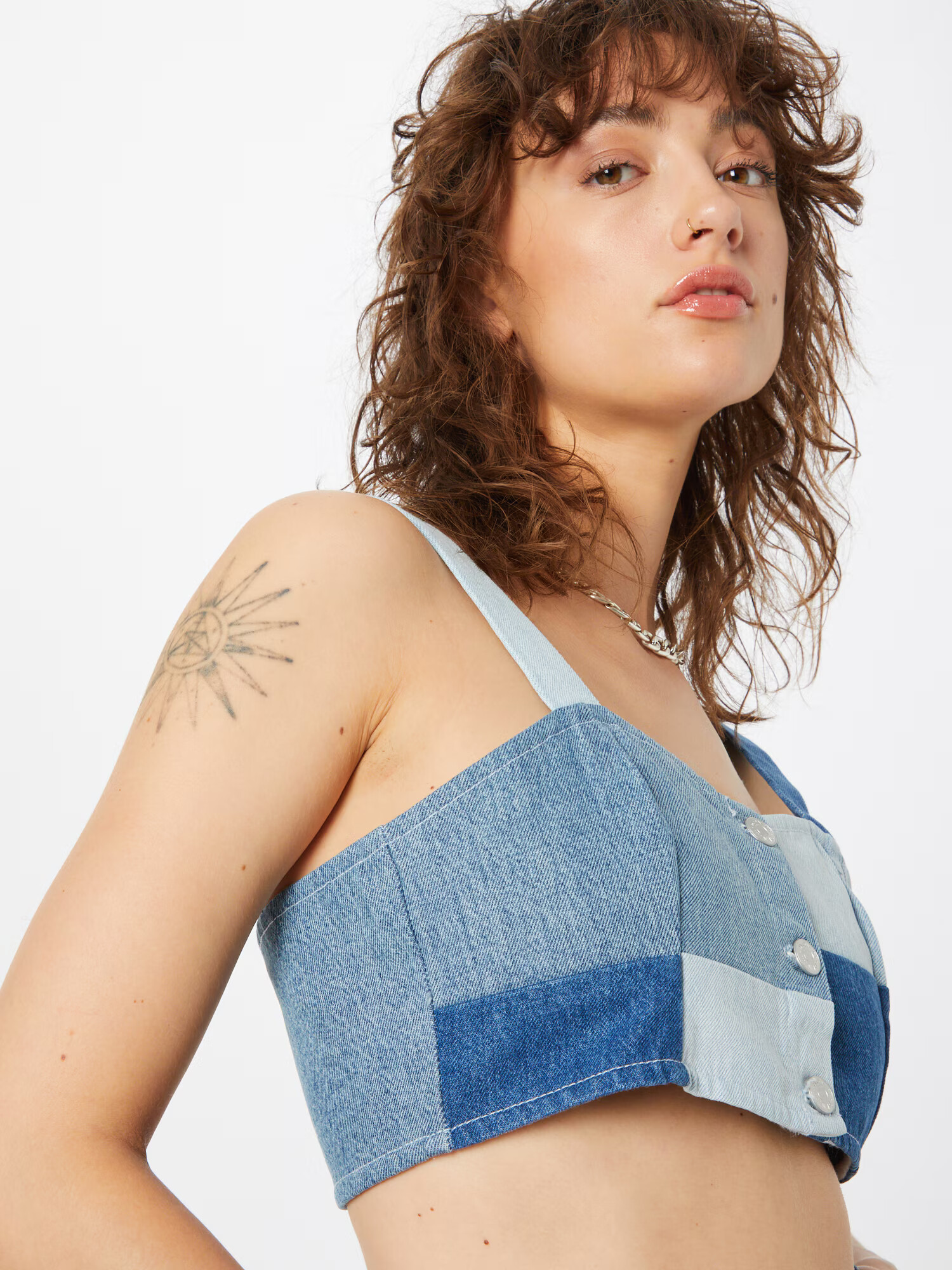 Monki Top albastru / albastru denim / albastru deschis - Pled.ro