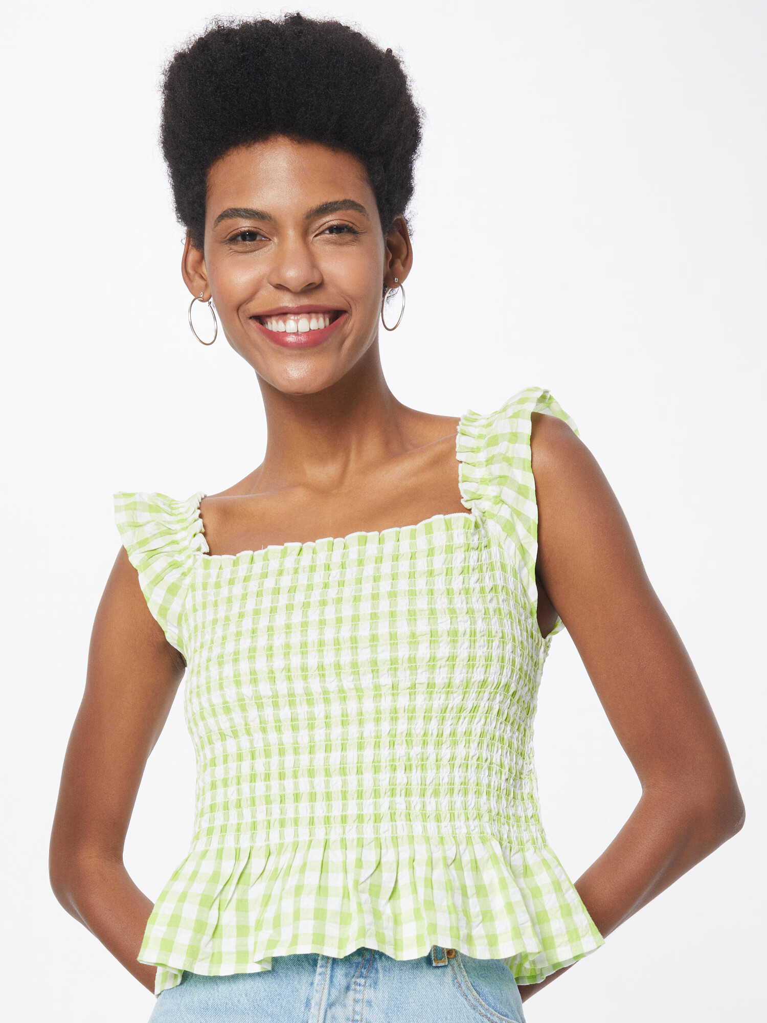 Monki Top verde deschis / alb - Pled.ro