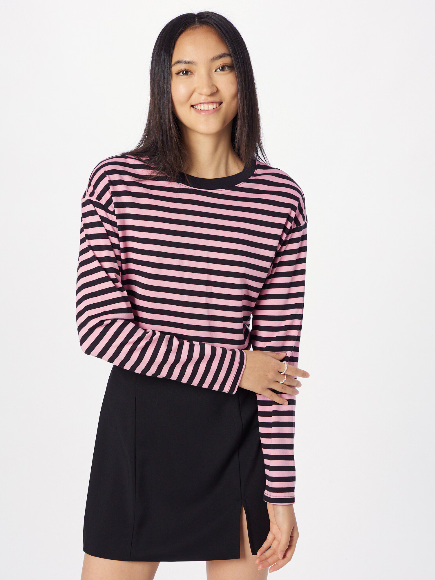 Monki Tricou roz / negru - Pled.ro