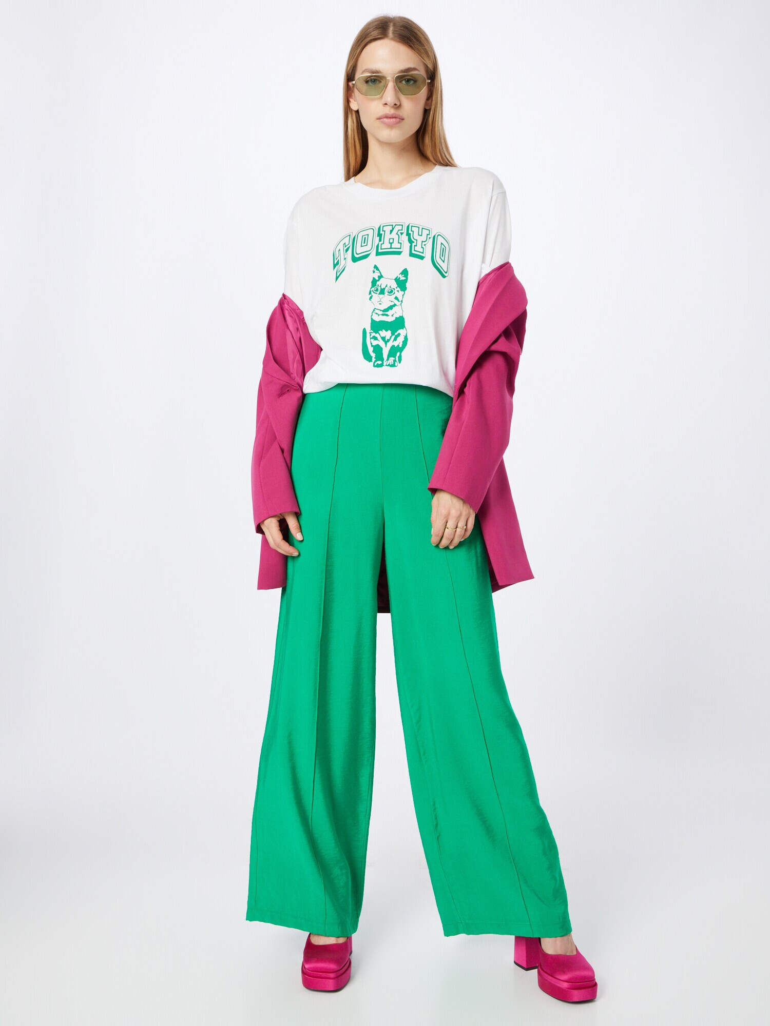 Monki Tricou verde / alb - Pled.ro