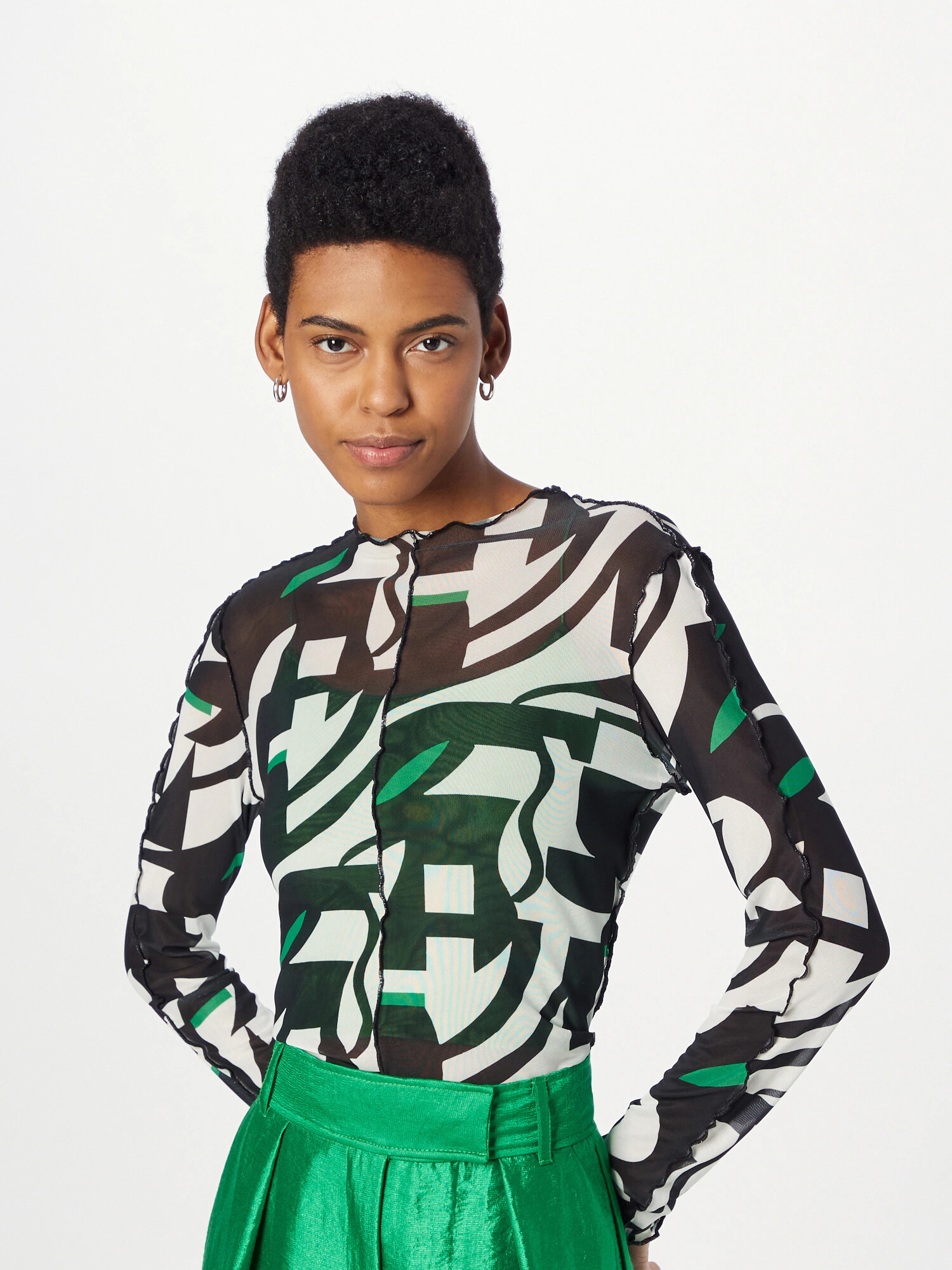 Monki Tricou verde / negru / alb - Pled.ro