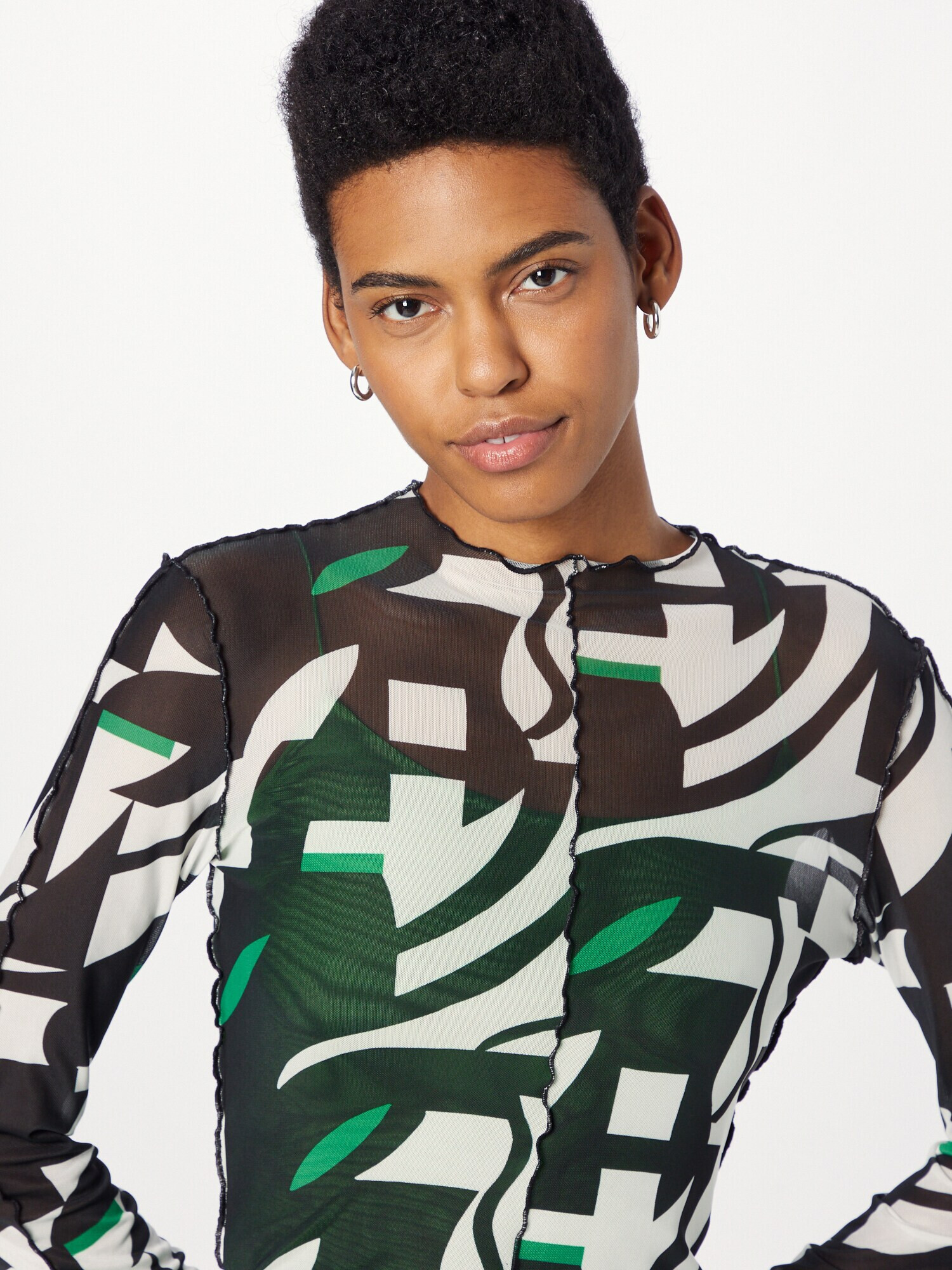 Monki Tricou verde / negru / alb - Pled.ro