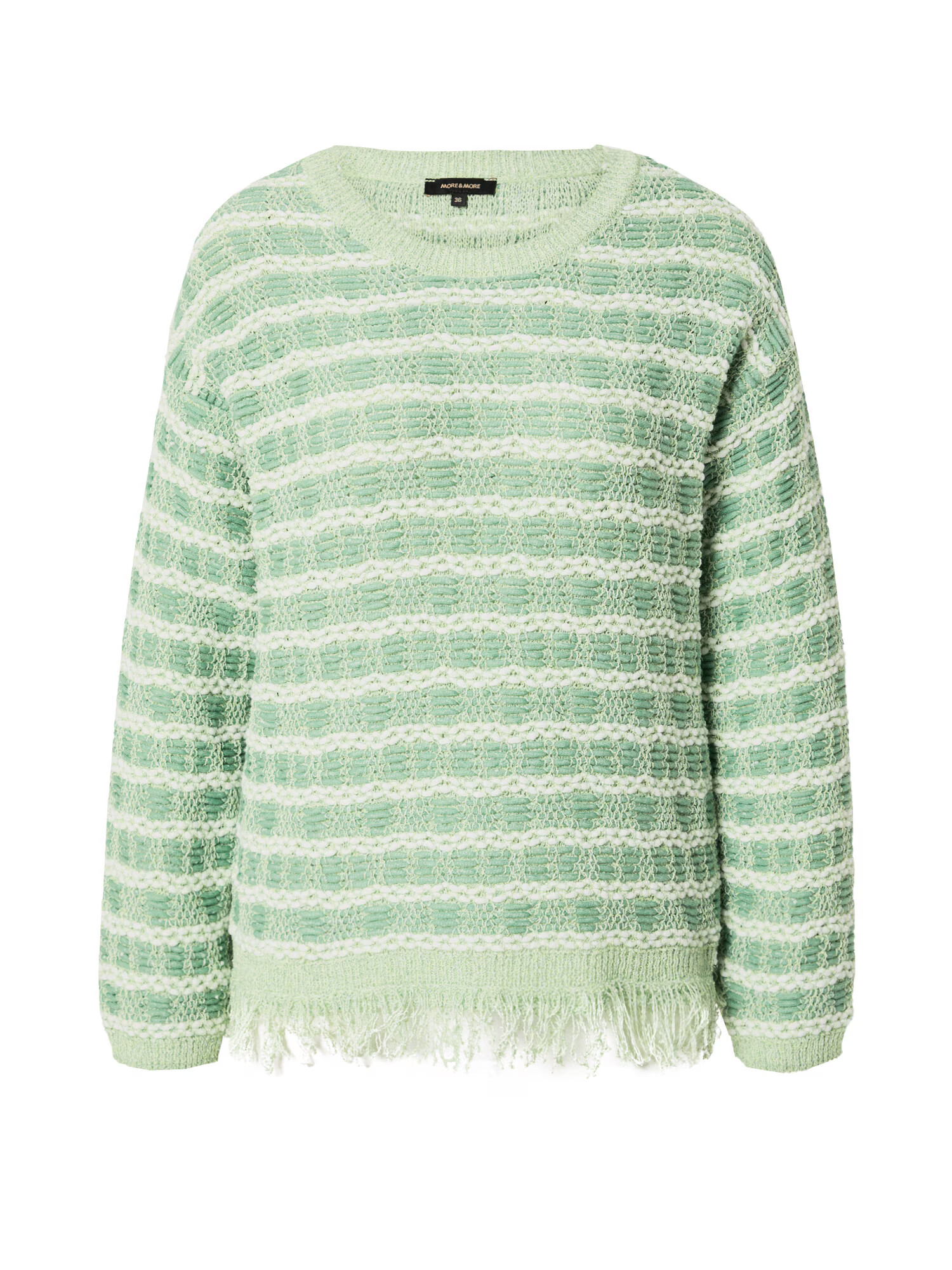 MORE & MORE Pulover 'Jacquard' crem / verde pastel - Pled.ro