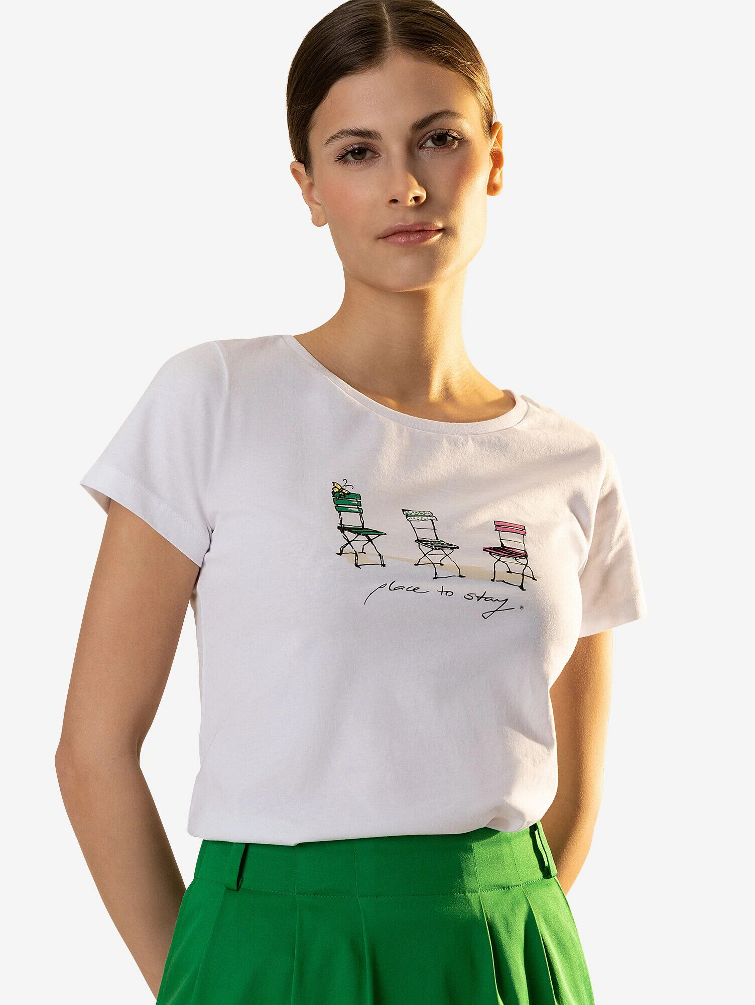 MORE & MORE Tricou verde iarbă / roz deschis / negru / alb murdar - Pled.ro