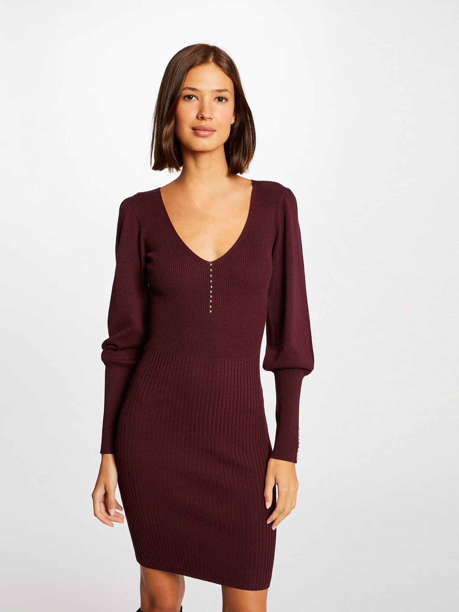 Morgan Rochie tricotat roșu burgundy - Pled.ro