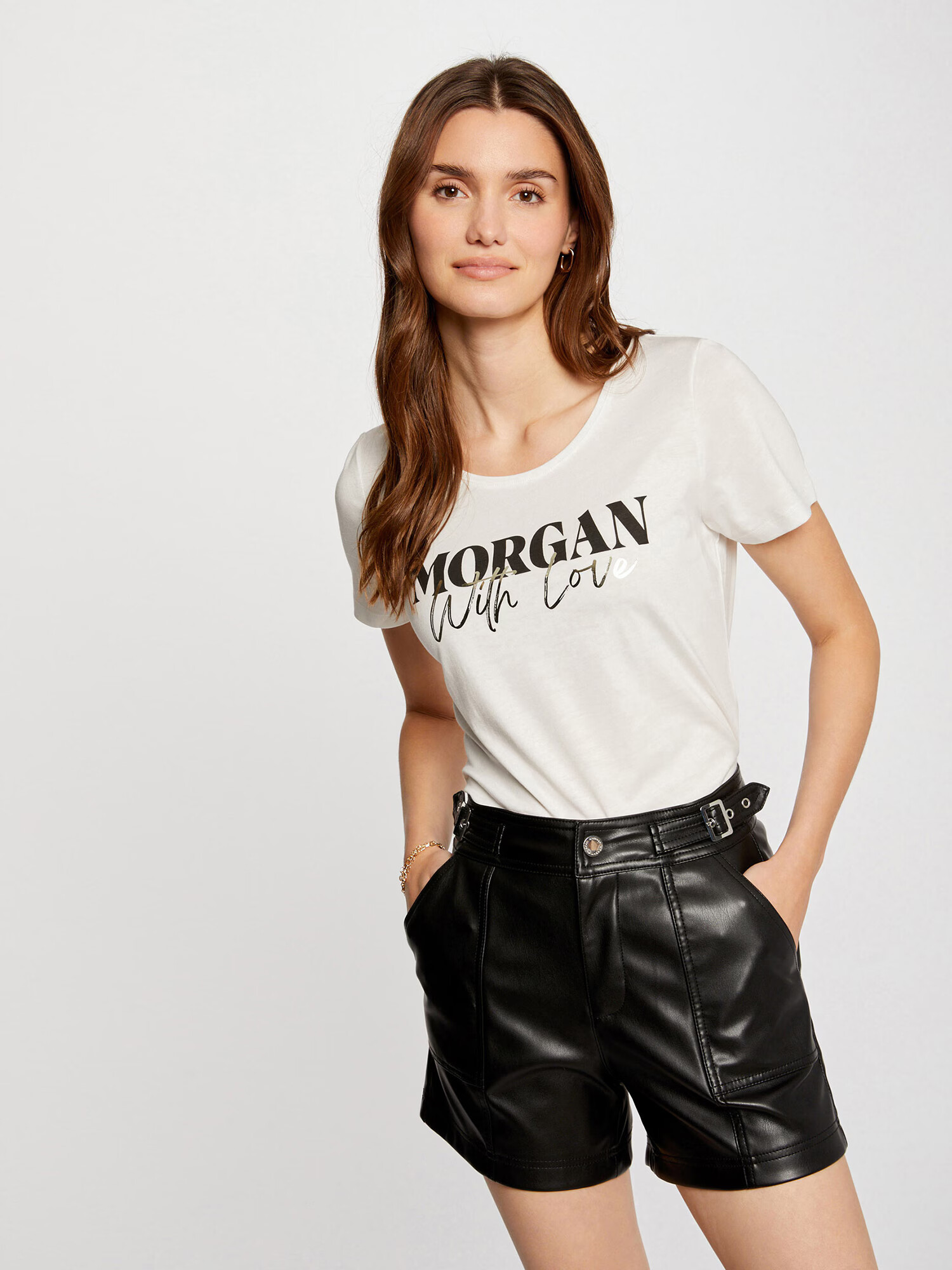 Morgan Tricou auriu / negru / alb murdar - Pled.ro