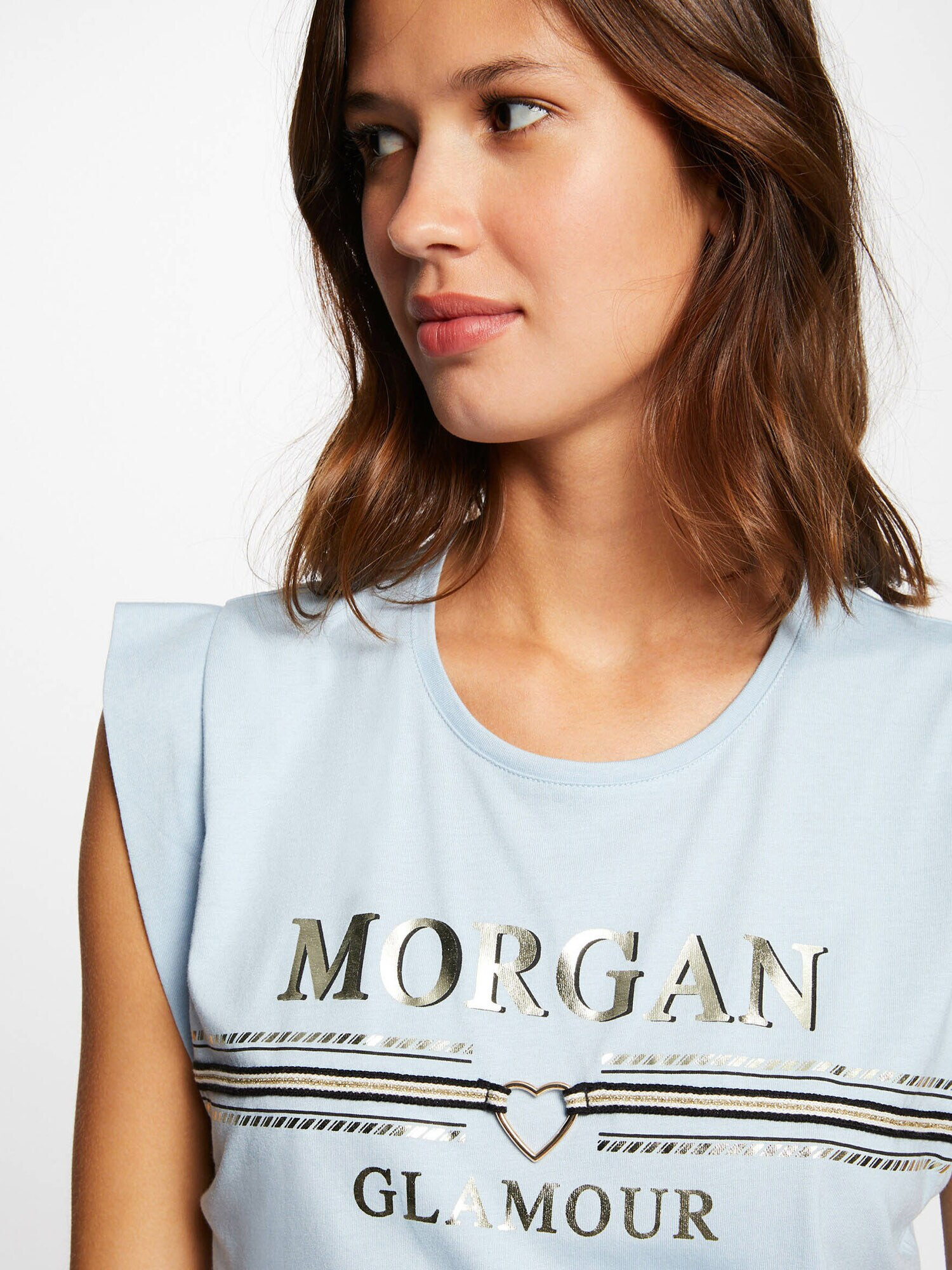 Morgan Tricou 'DCOU' albastru deschis / auriu / negru - Pled.ro