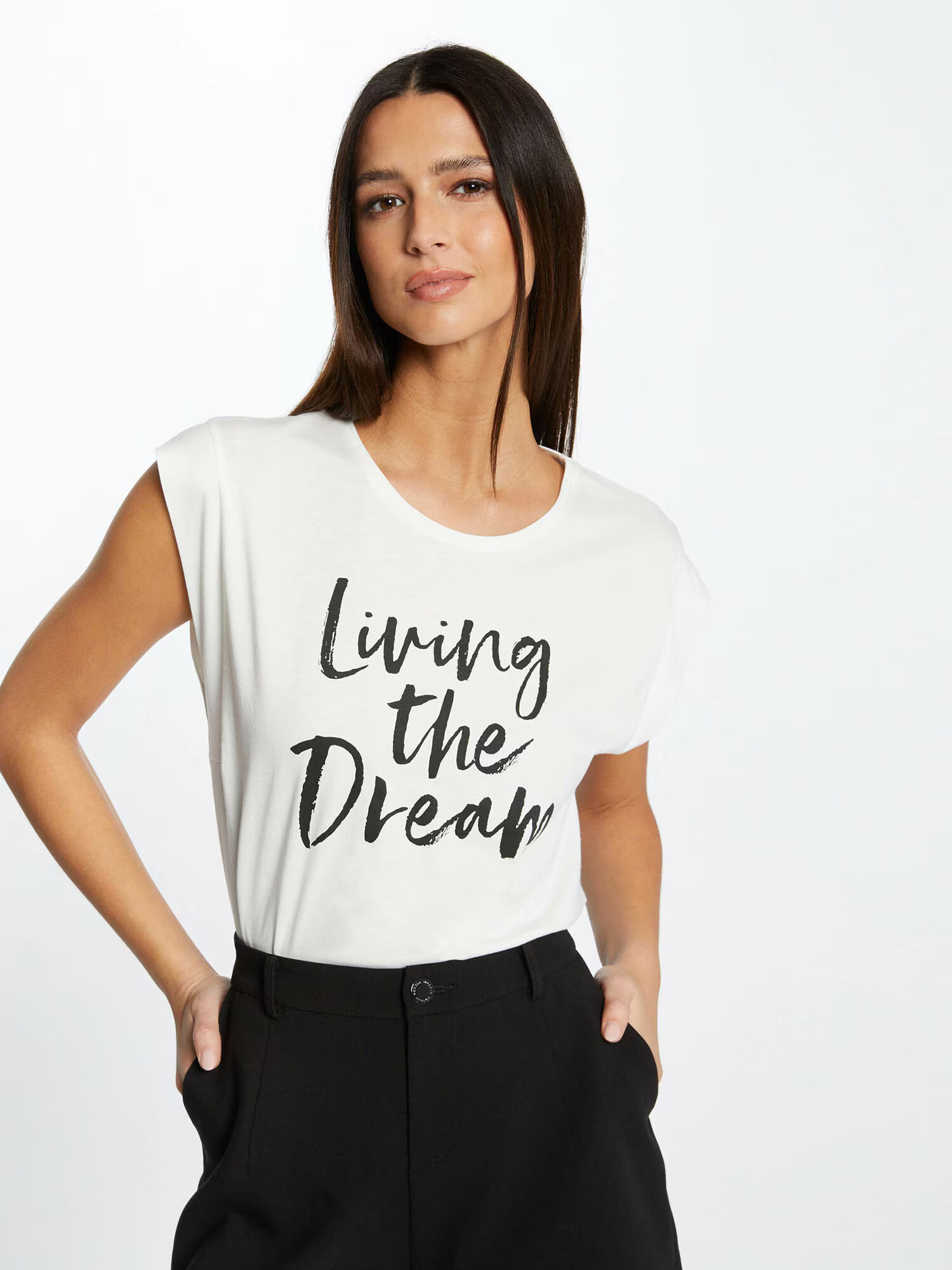 Morgan Tricou 'DREAM' negru / alb murdar - Pled.ro