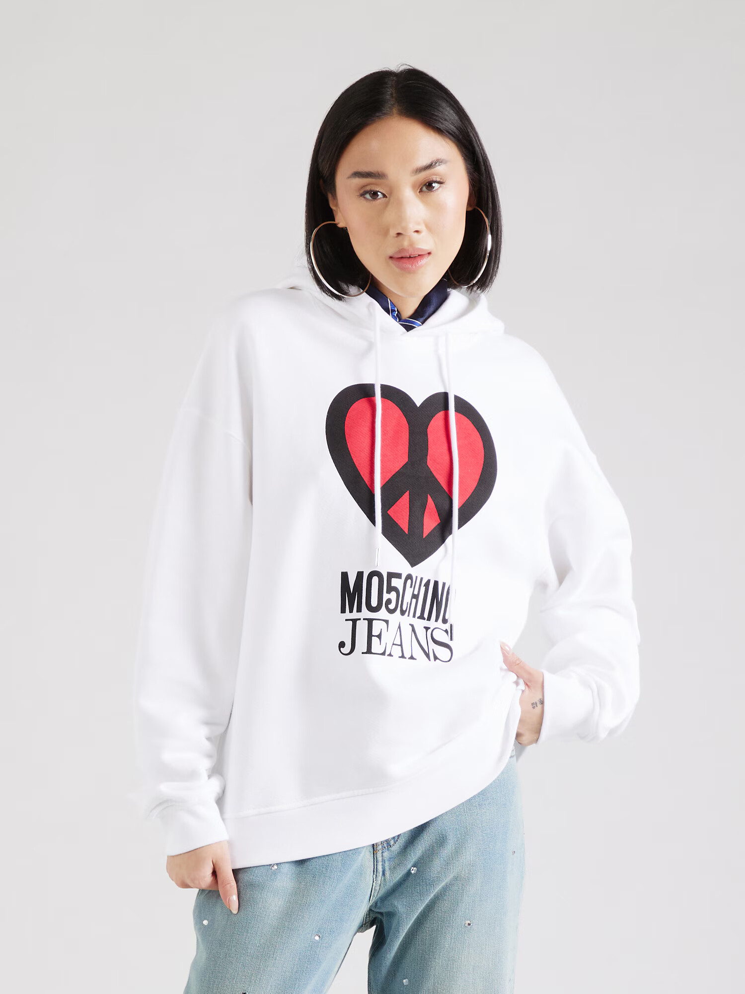 Moschino Jeans Bluză de molton roșu / negru / alb - Pled.ro