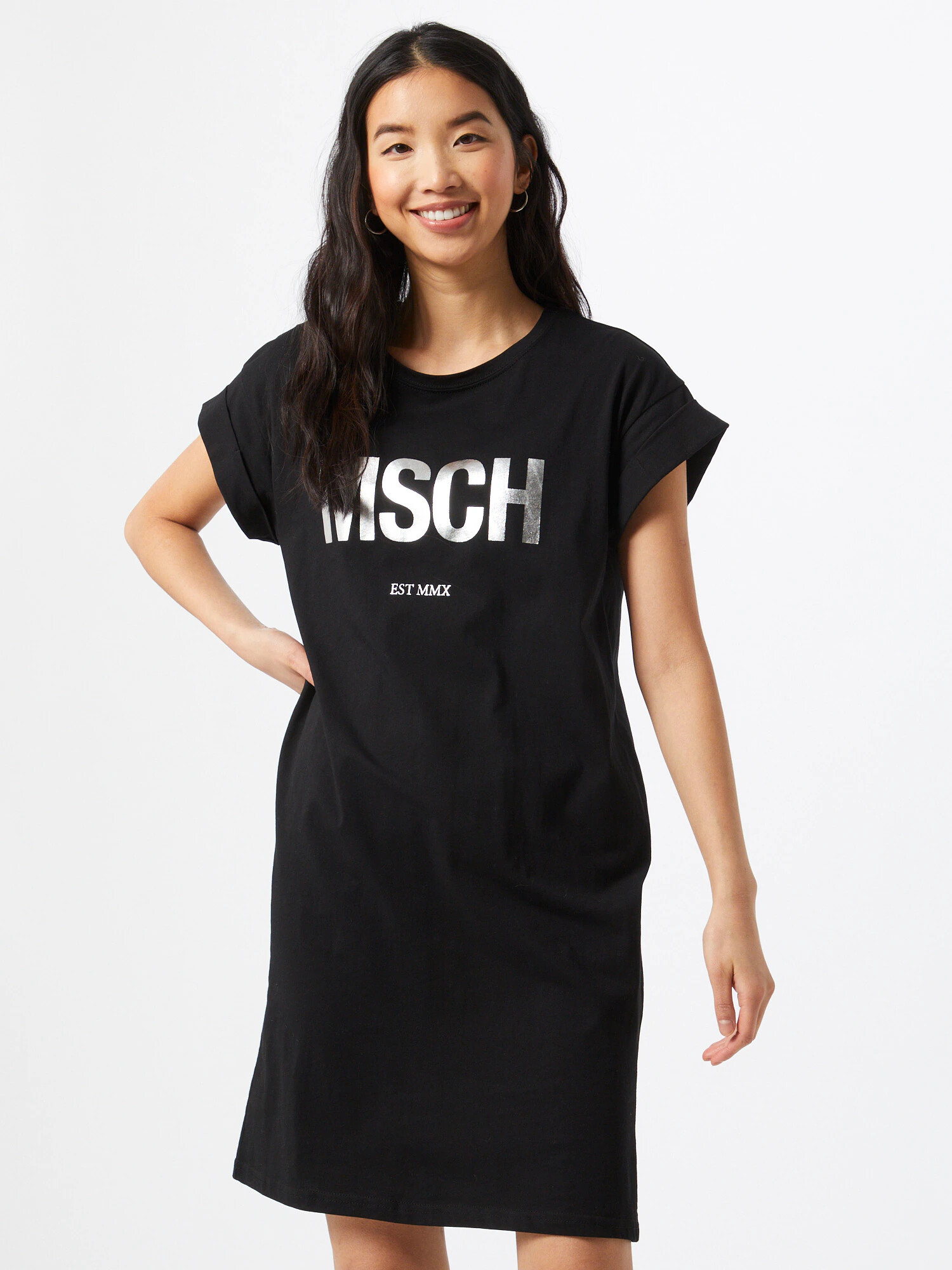 MOSS COPENHAGEN Rochie 'Alvidera' negru / argintiu - Pled.ro