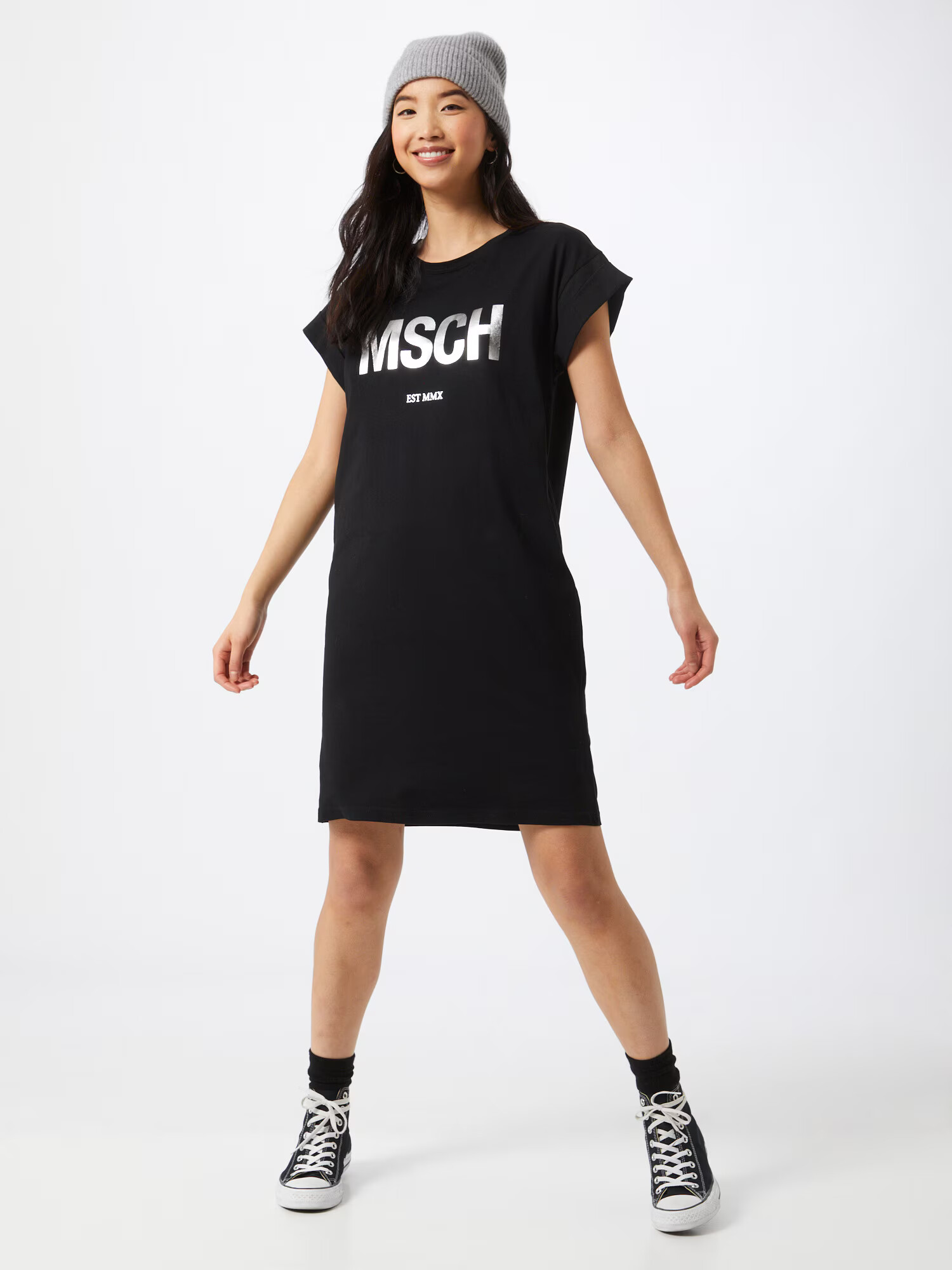 MOSS COPENHAGEN Rochie 'Alvidera' negru / argintiu - Pled.ro