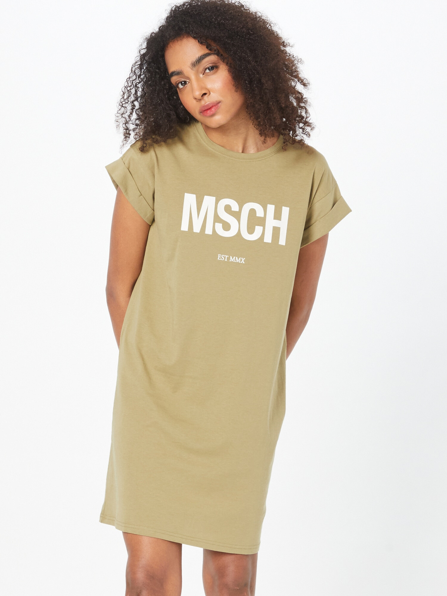 MOSS COPENHAGEN Rochie 'Alvidera' oliv / alb - Pled.ro