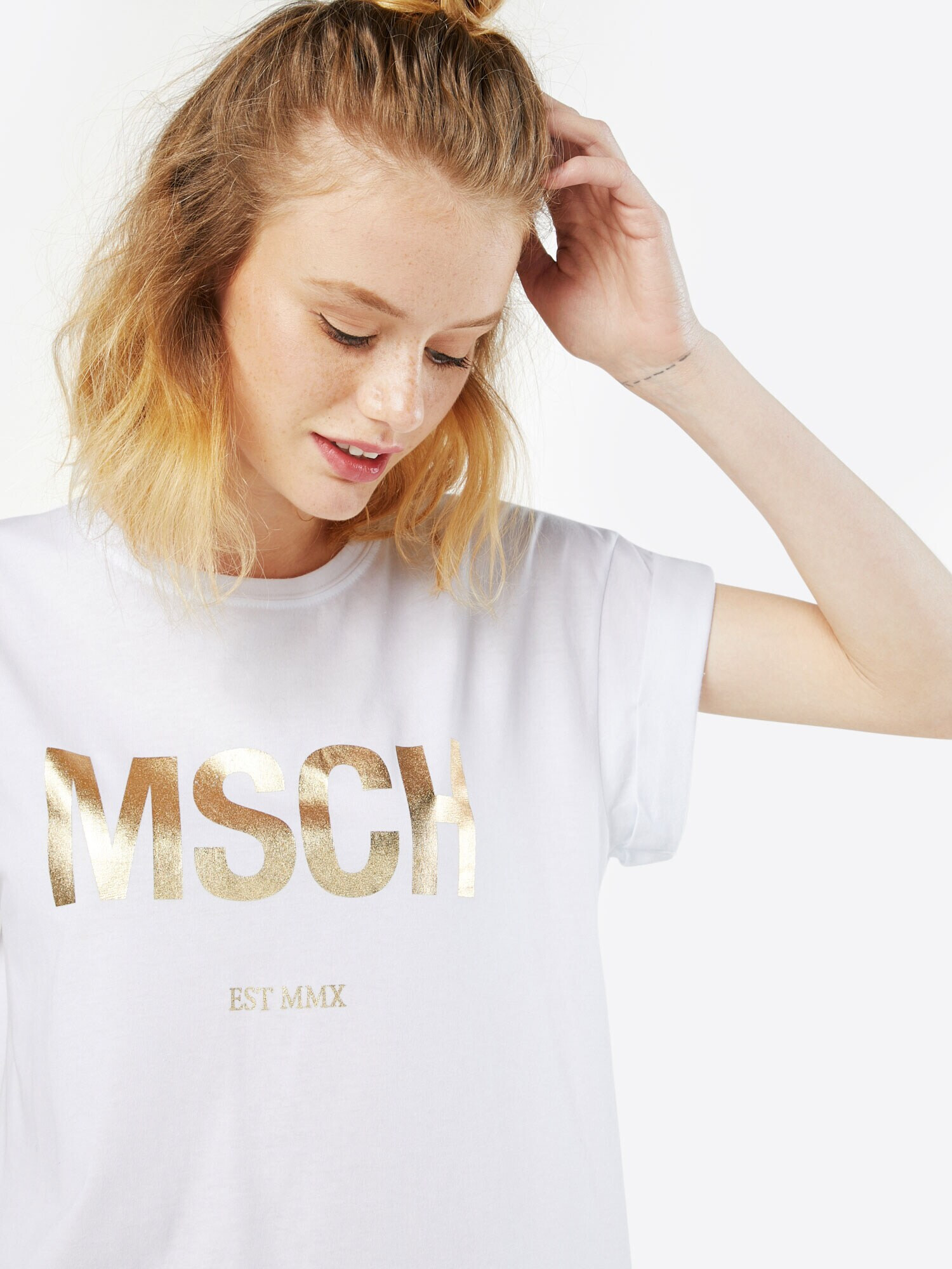 MOSS COPENHAGEN Tricou 'Alva' auriu / alb murdar - Pled.ro