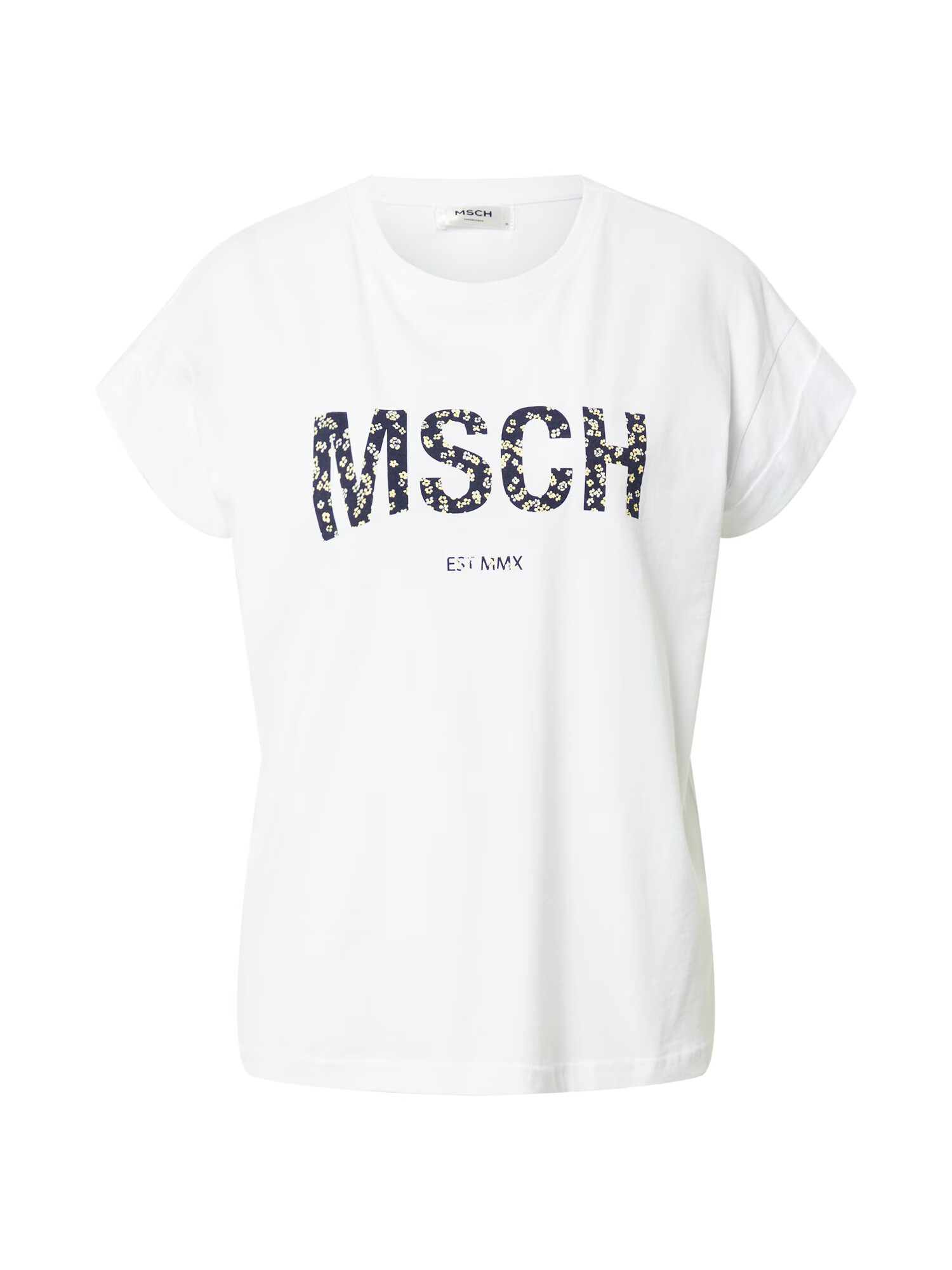 MOSS COPENHAGEN Tricou 'Alva' bleumarin / galben deschis / alb - Pled.ro