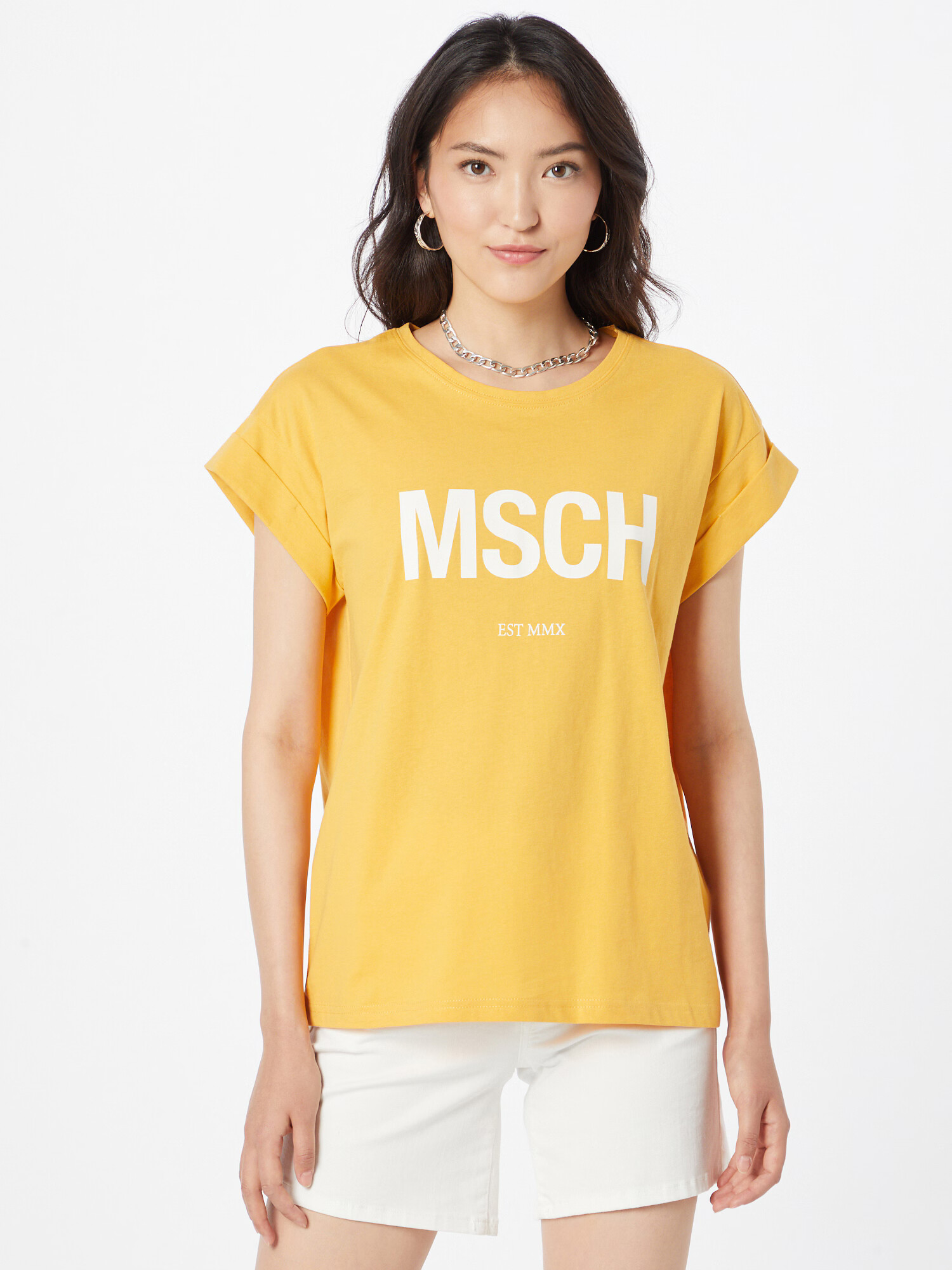 MOSS COPENHAGEN Tricou 'Alva' galben / alb - Pled.ro