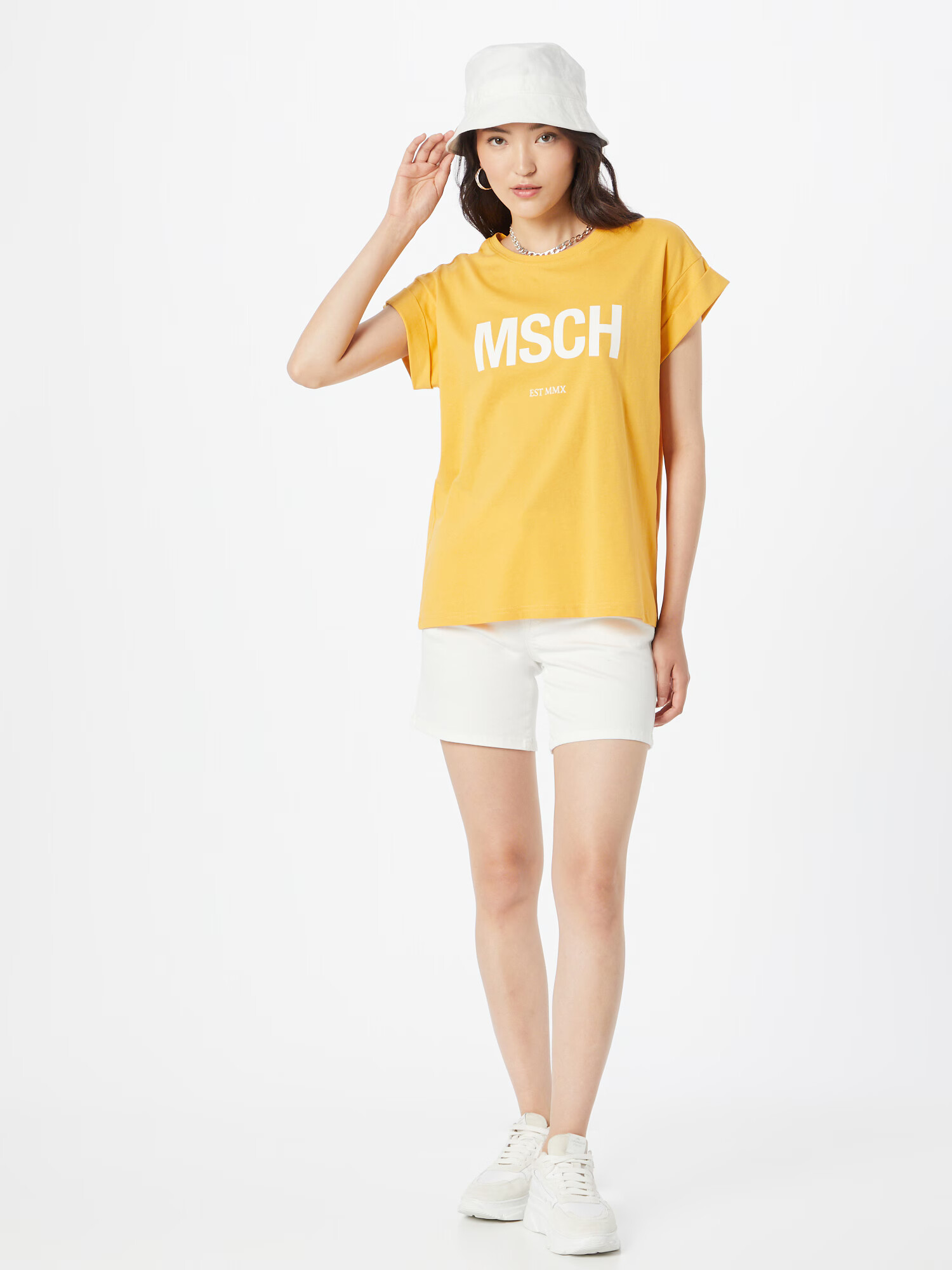 MOSS COPENHAGEN Tricou 'Alva' galben / alb - Pled.ro