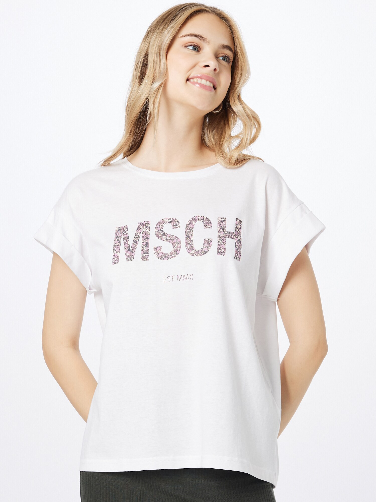 MOSS COPENHAGEN Tricou 'Alva' gri închis / mauve / alb - Pled.ro