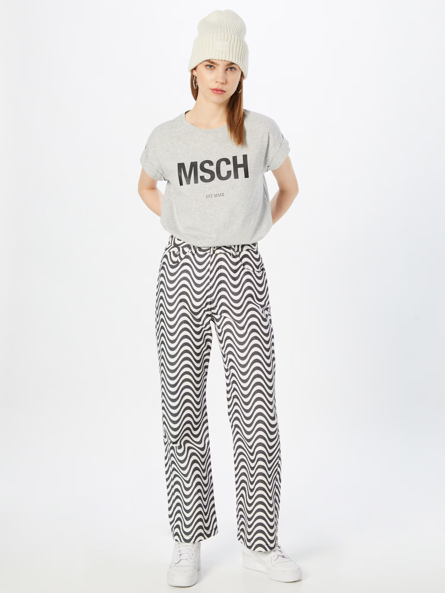 MOSS COPENHAGEN Tricou 'Alva' gri / negru - Pled.ro