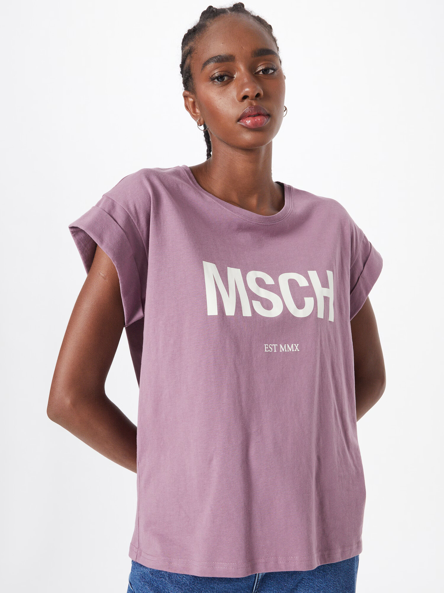 MOSS COPENHAGEN Tricou 'Alva' lila / alb - Pled.ro