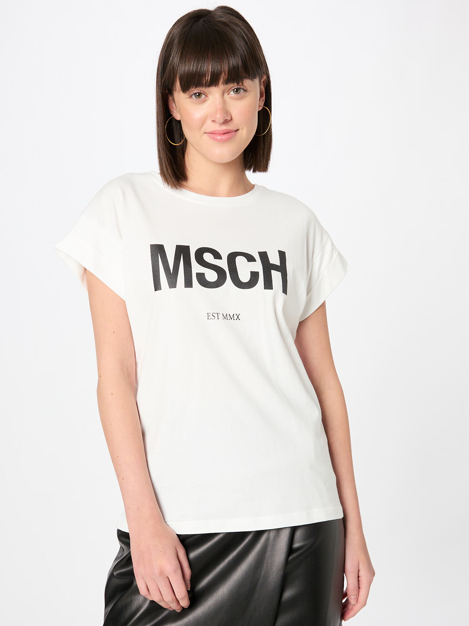 MOSS COPENHAGEN Tricou 'Alva' negru / alb - Pled.ro