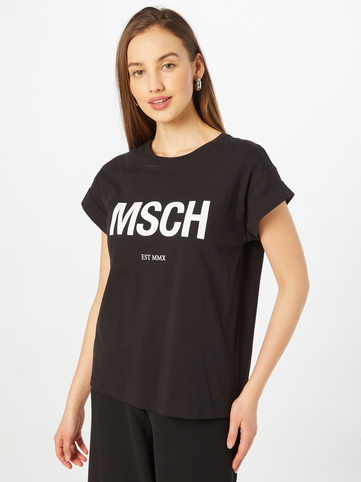 MOSS COPENHAGEN Tricou 'Alva' negru / alb - Pled.ro