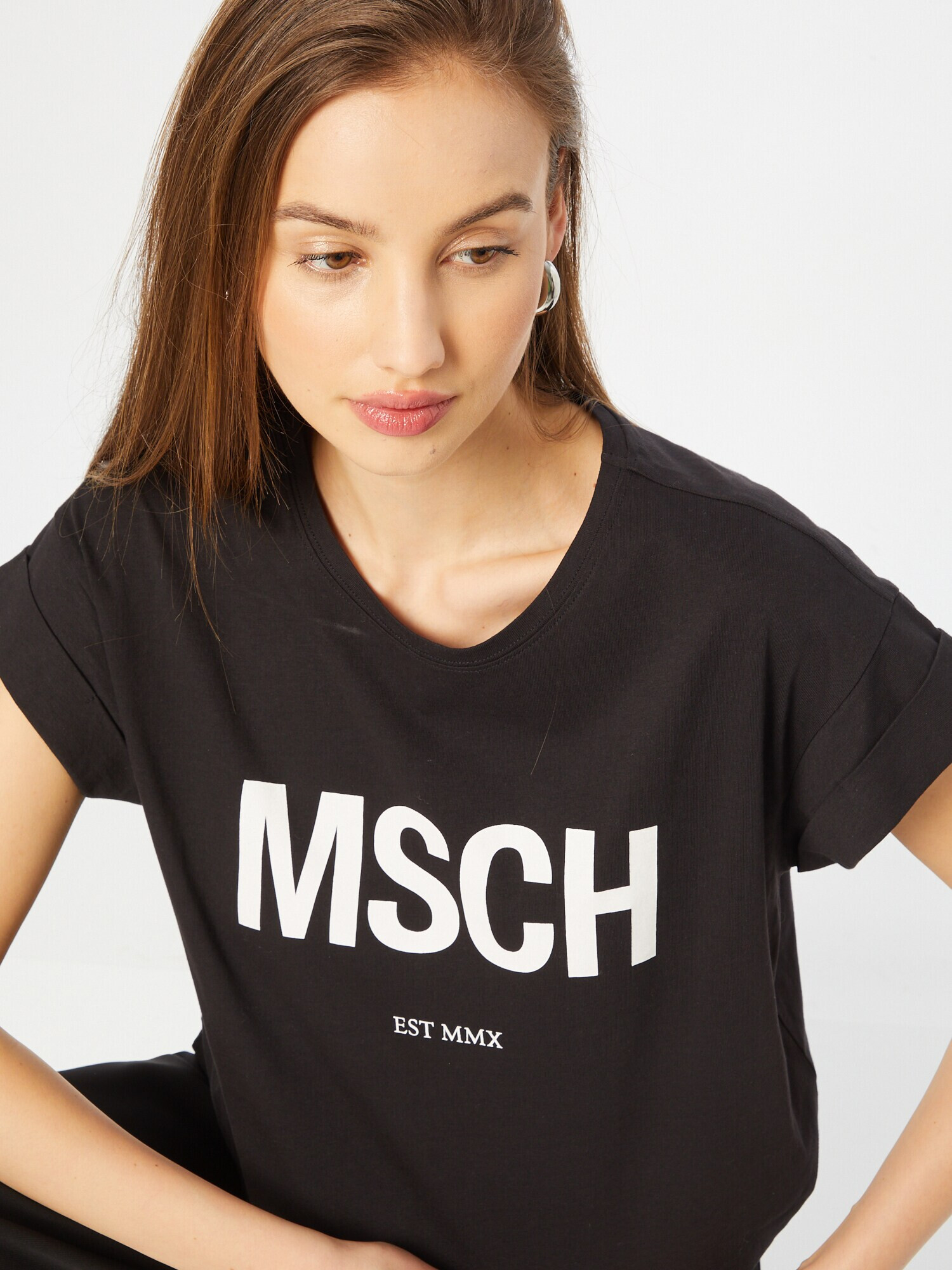 MOSS COPENHAGEN Tricou 'Alva' negru / alb - Pled.ro