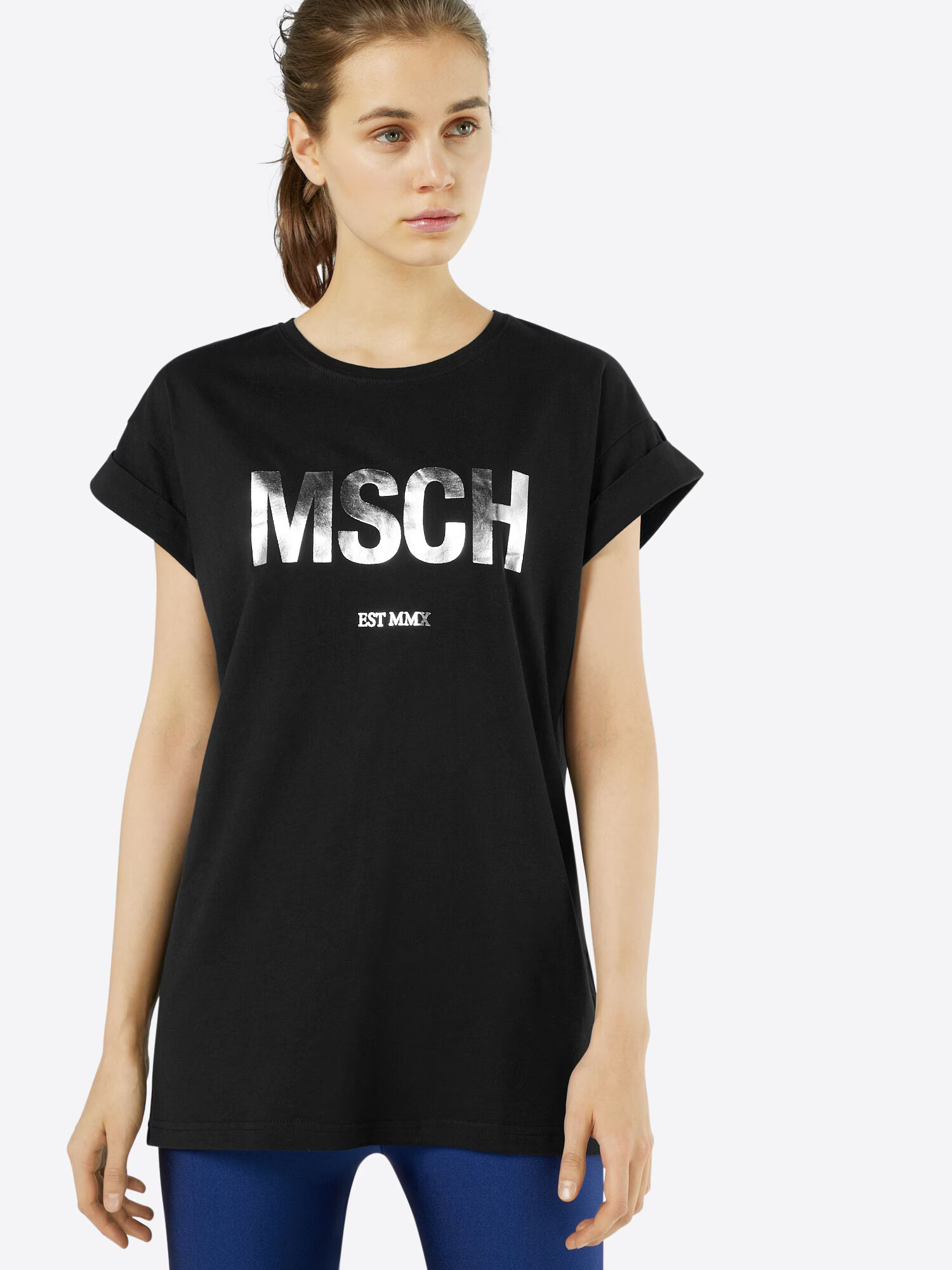 MOSS COPENHAGEN Tricou 'Alva' negru / argintiu - Pled.ro