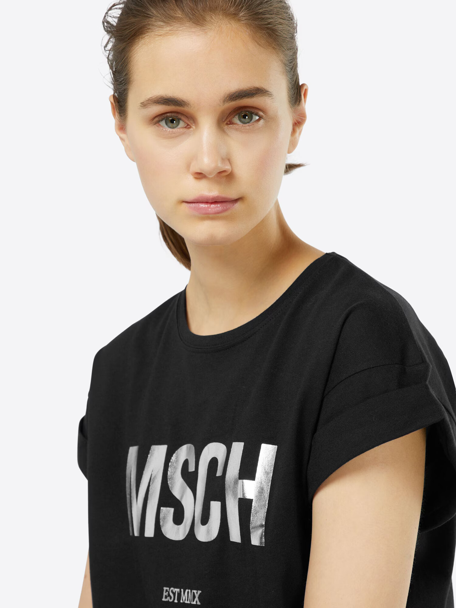 MOSS COPENHAGEN Tricou 'Alva' negru / argintiu - Pled.ro