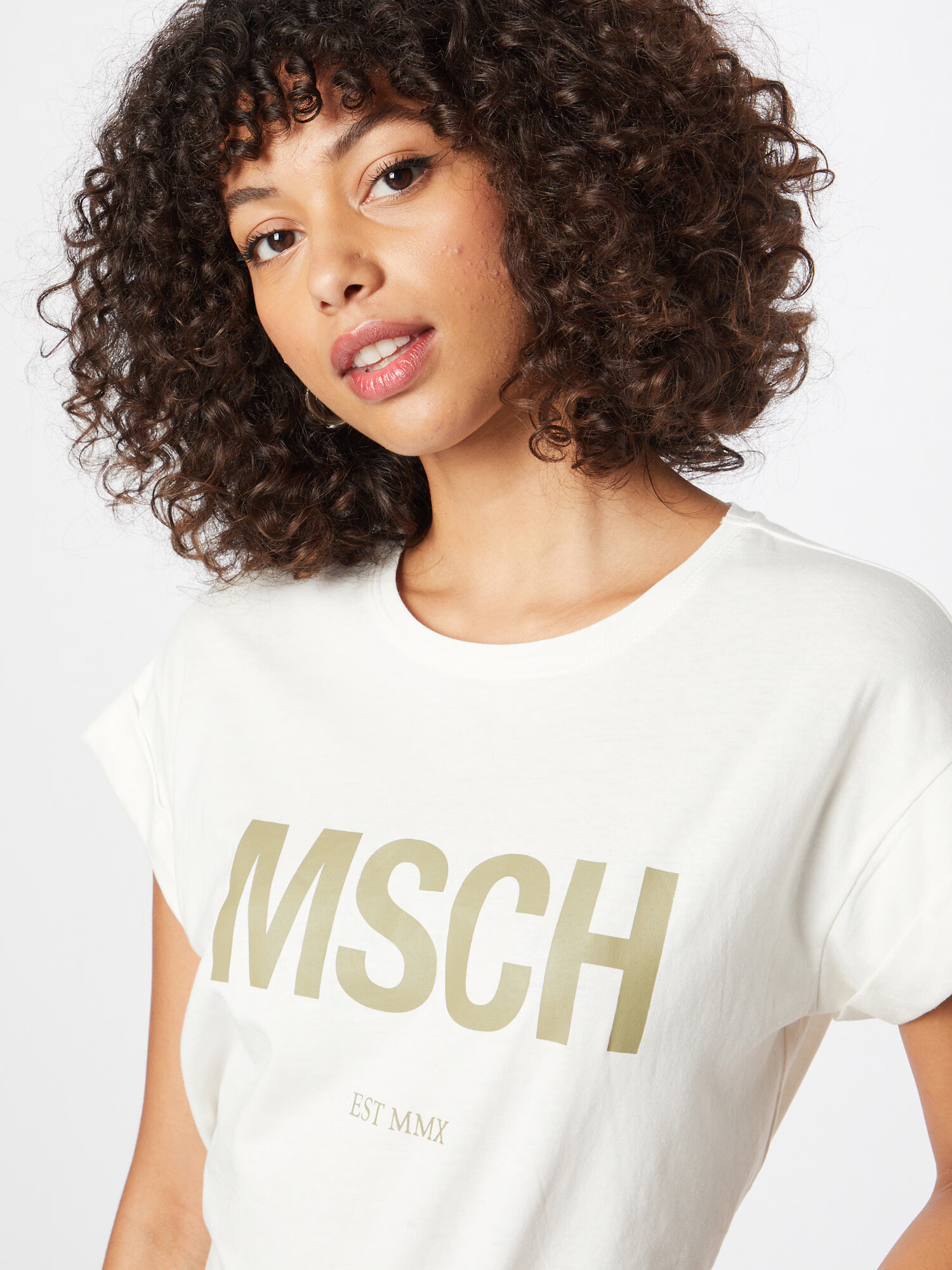 MOSS COPENHAGEN Tricou 'Alva' oliv / alb murdar - Pled.ro