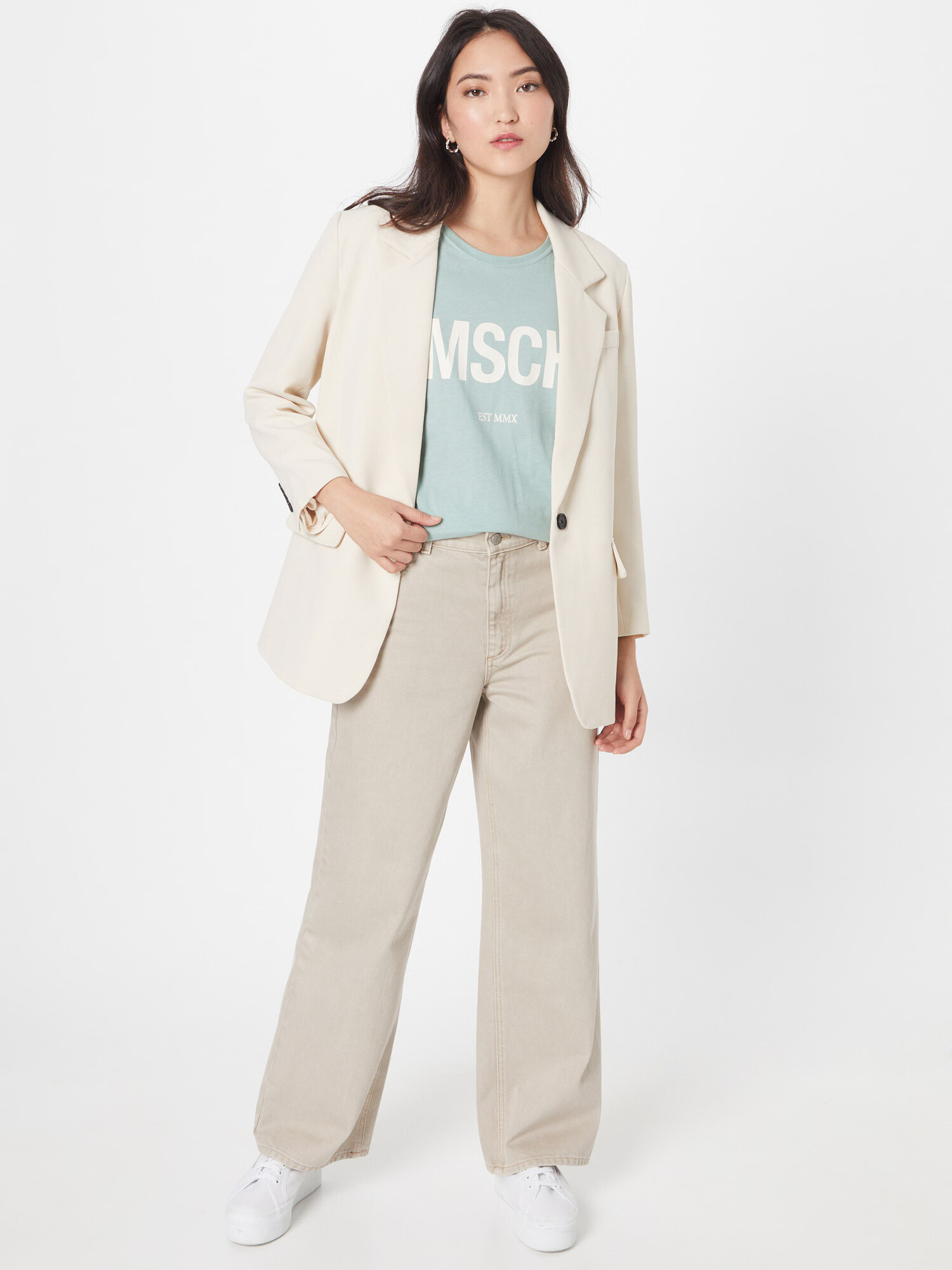 MOSS COPENHAGEN Tricou 'Alva' opal / alb - Pled.ro