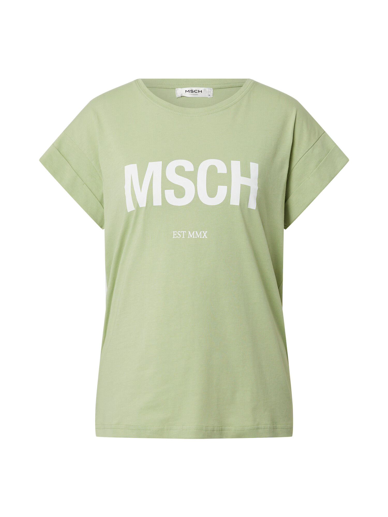 MOSS COPENHAGEN Tricou 'Alva' verde deschis / alb - Pled.ro