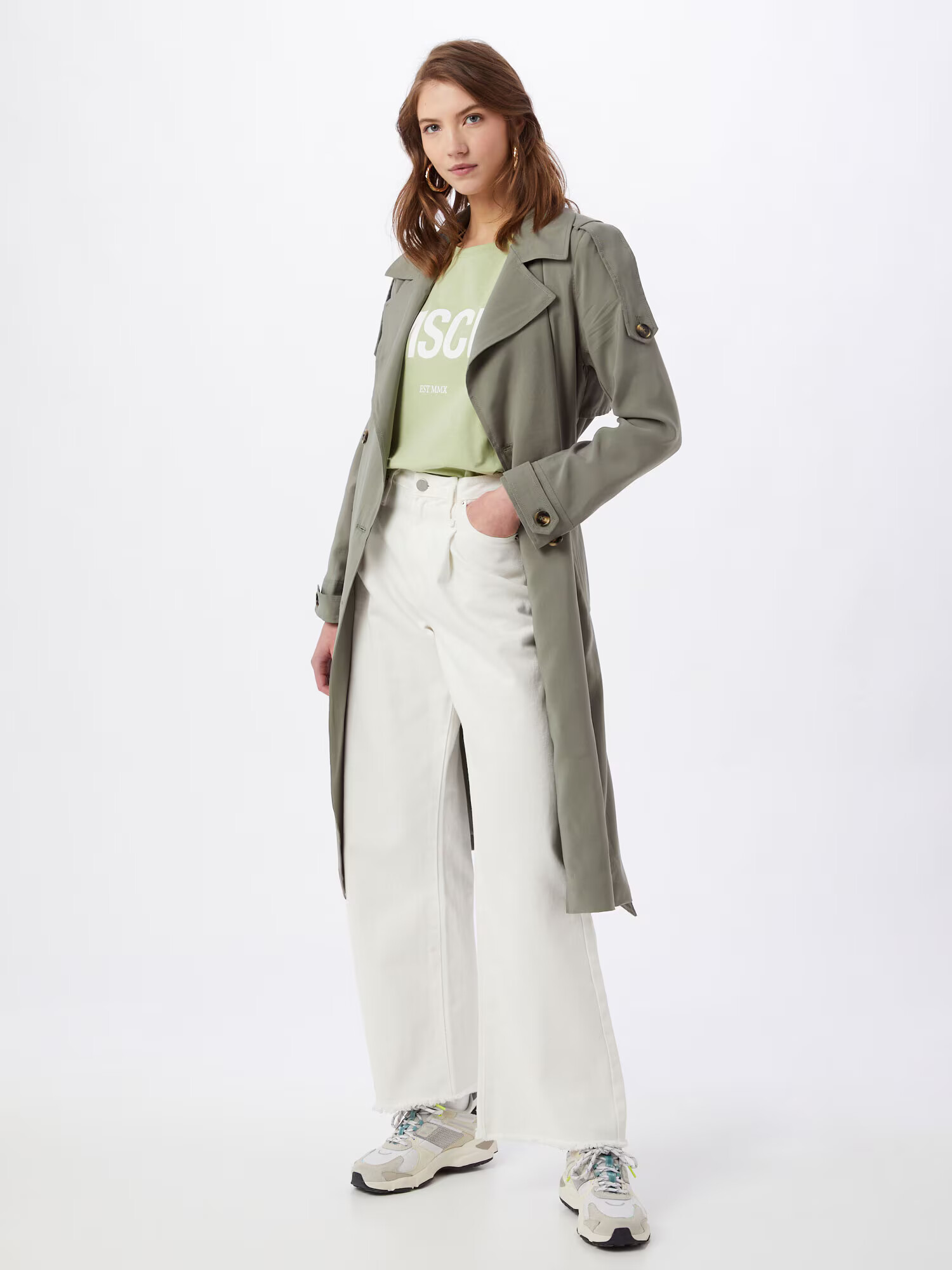 MOSS COPENHAGEN Tricou 'Alva' verde deschis / alb - Pled.ro