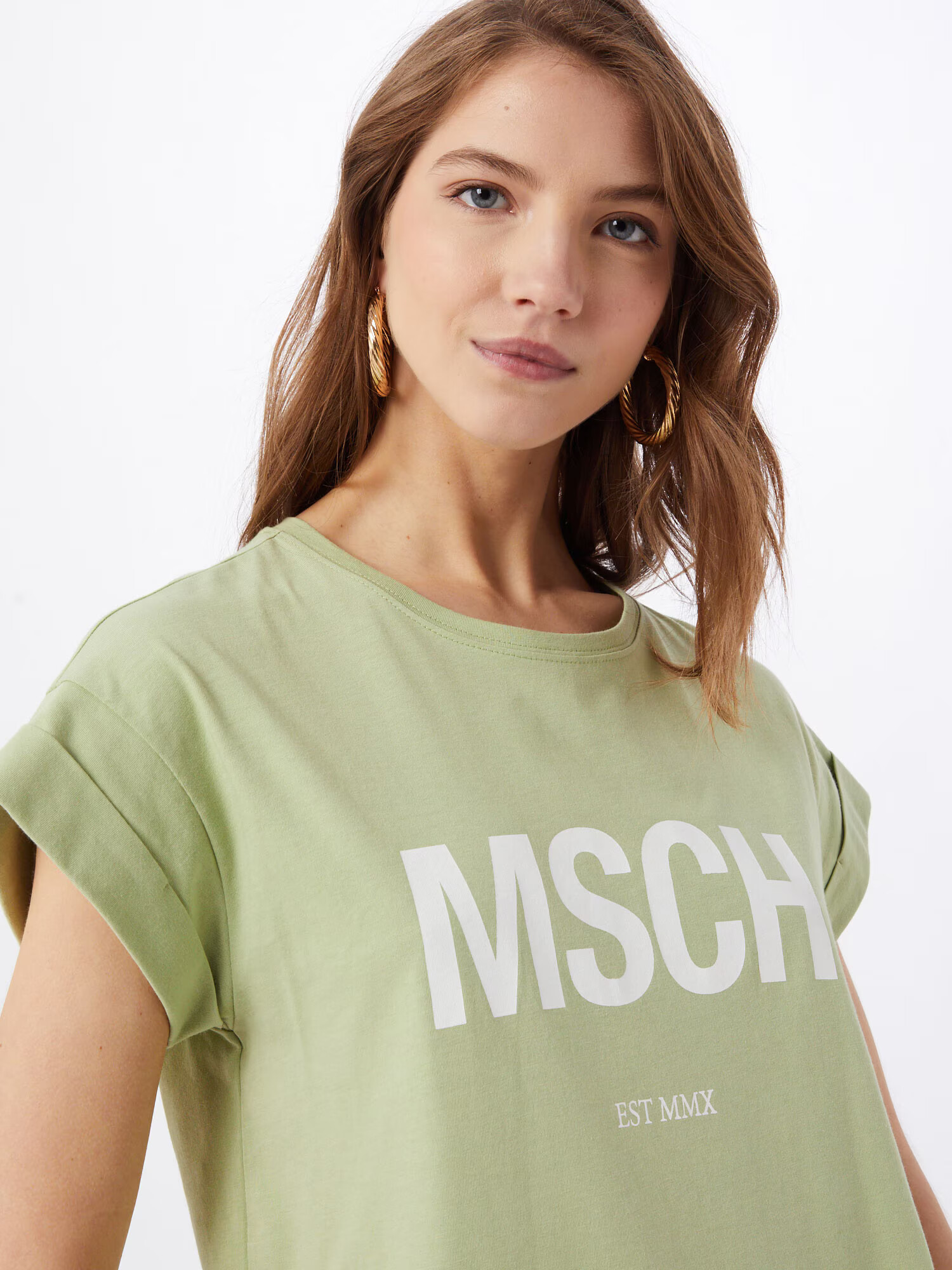 MOSS COPENHAGEN Tricou 'Alva' verde deschis / alb - Pled.ro