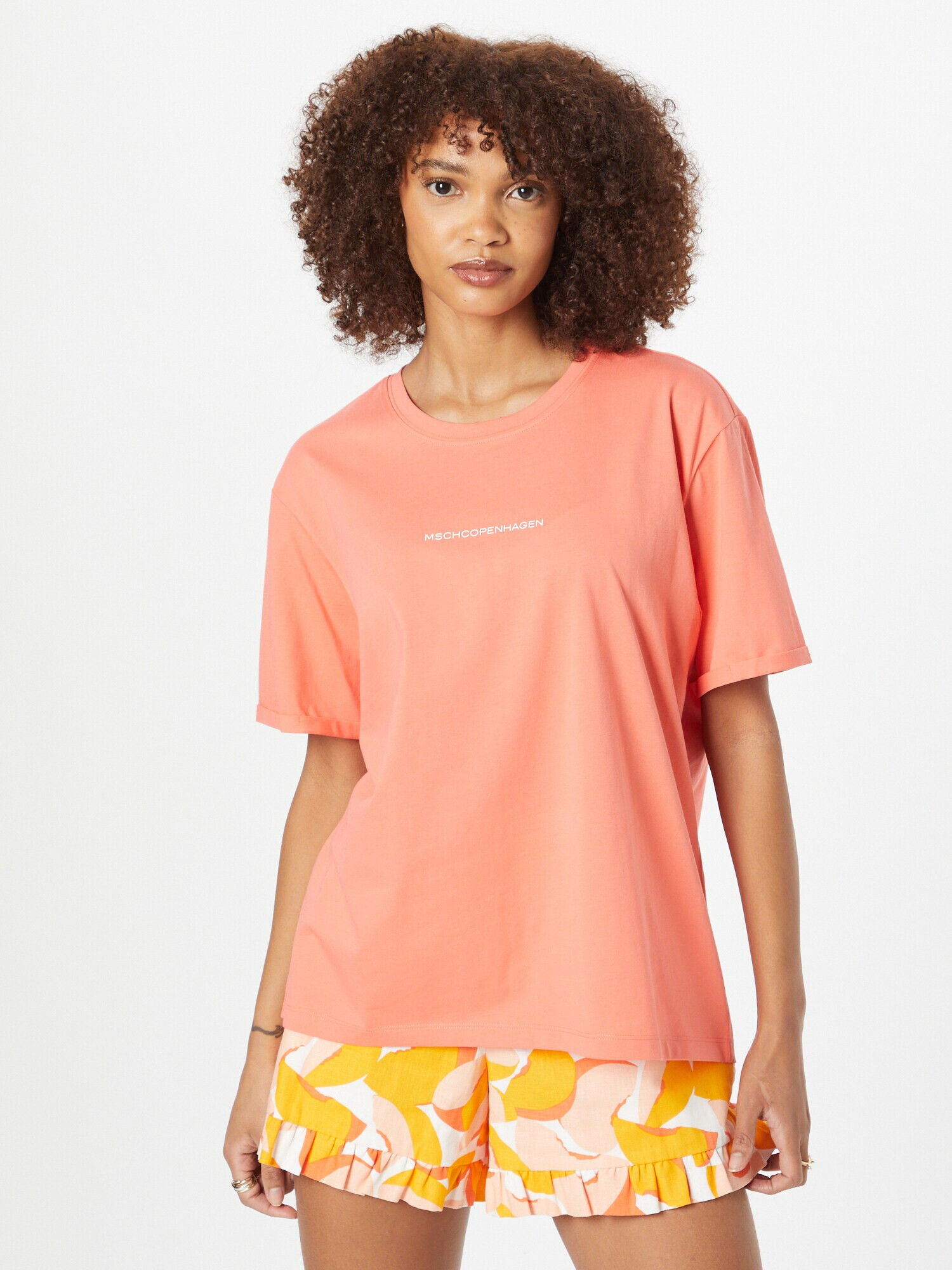 MOSS COPENHAGEN Tricou 'Terina' rosé / alb - Pled.ro