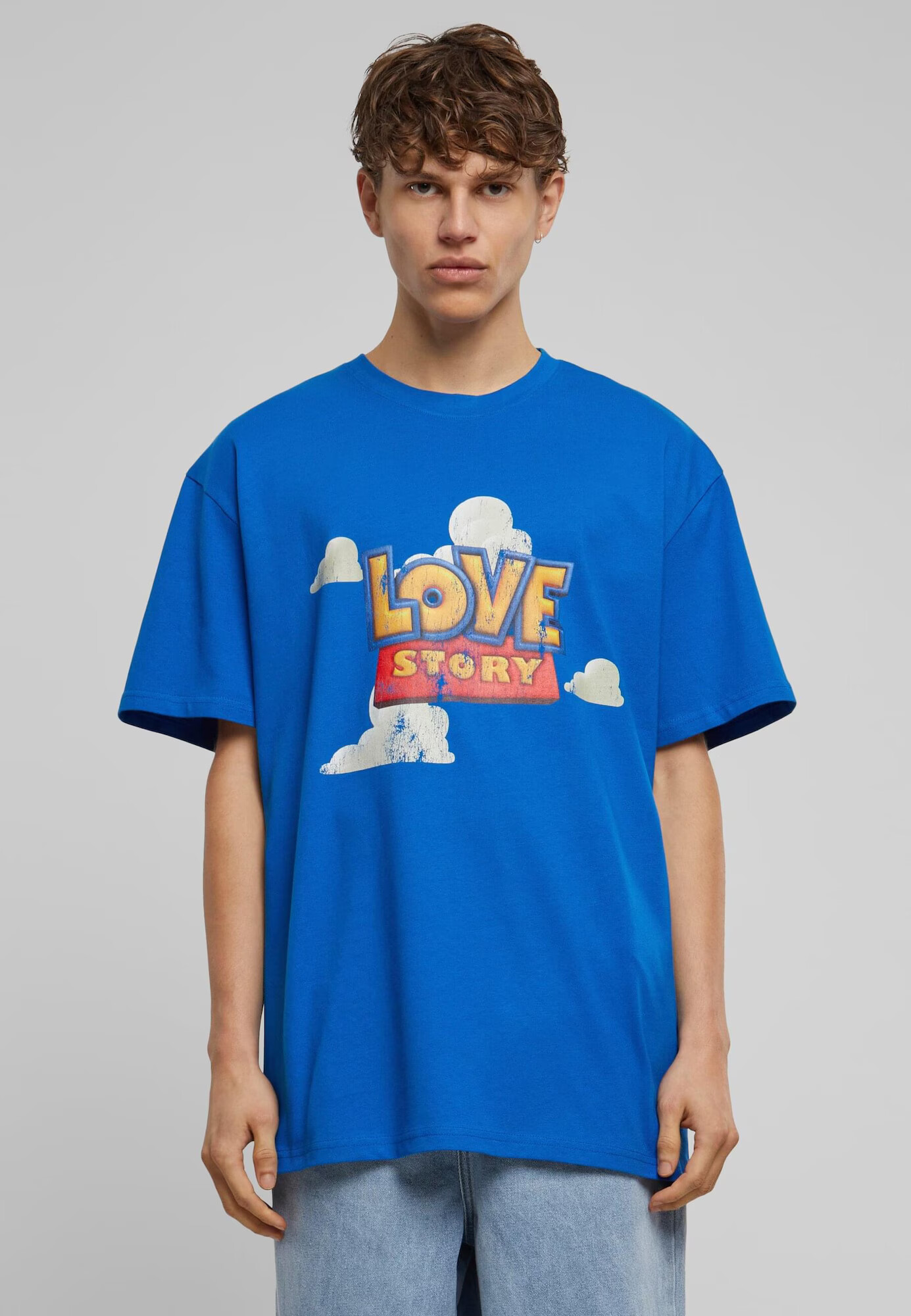 MT Upscale Tricou 'Love Story' albastru / galben / roșu / alb - Pled.ro