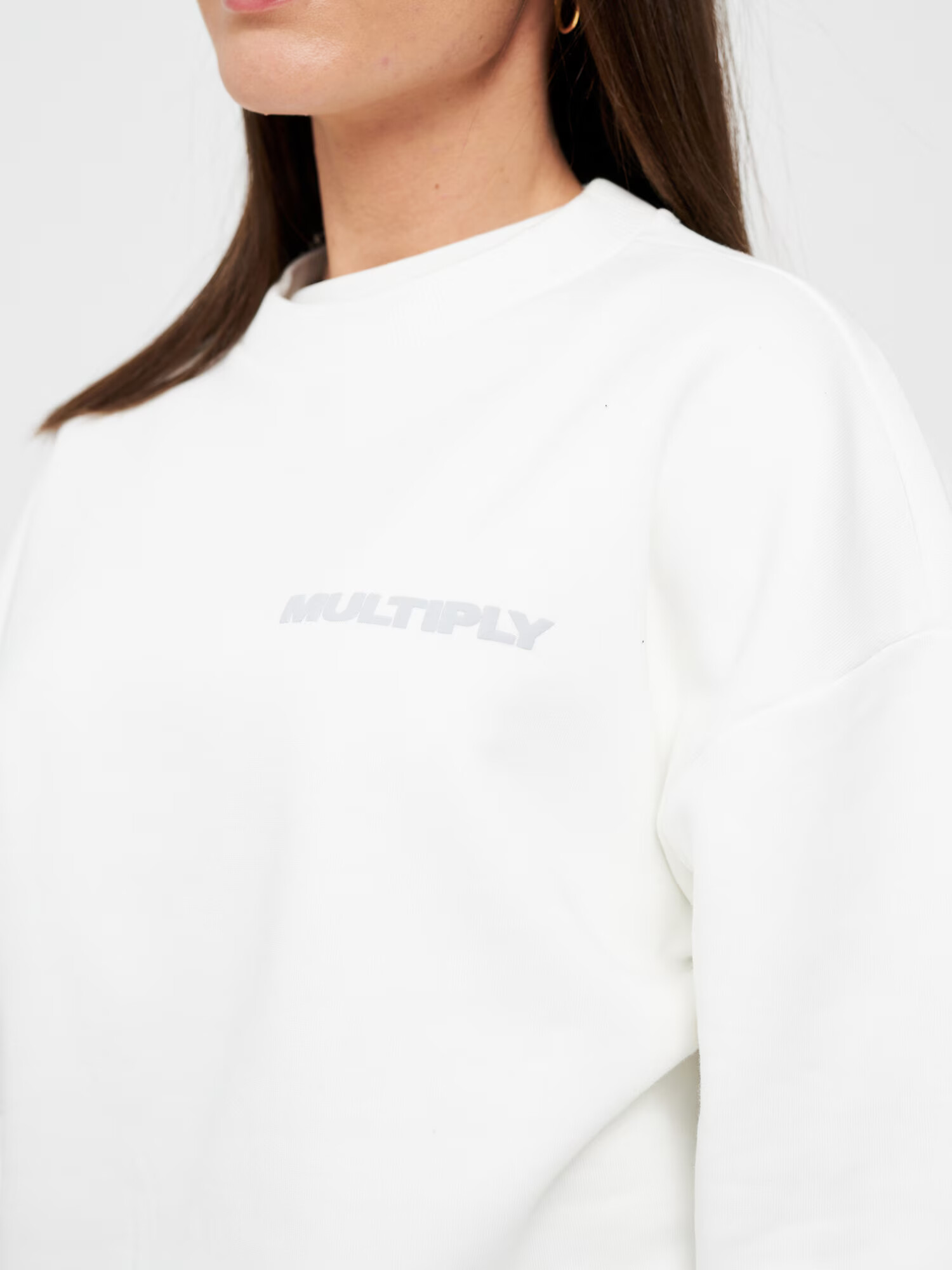 Multiply Apparel Bluză de molton 'Multiply' gri deschis / alb murdar - Pled.ro