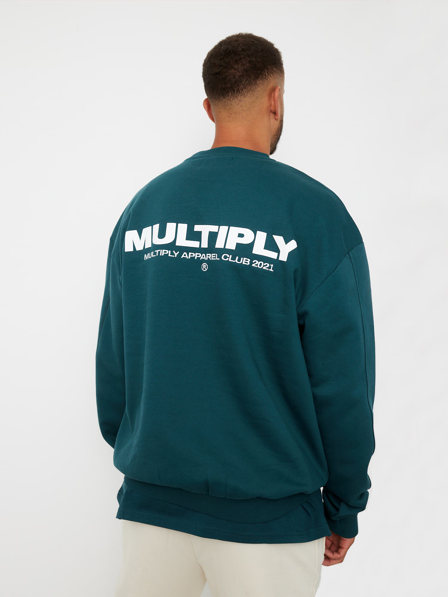 Multiply Apparel Bluză de molton verde petrol / alb - Pled.ro