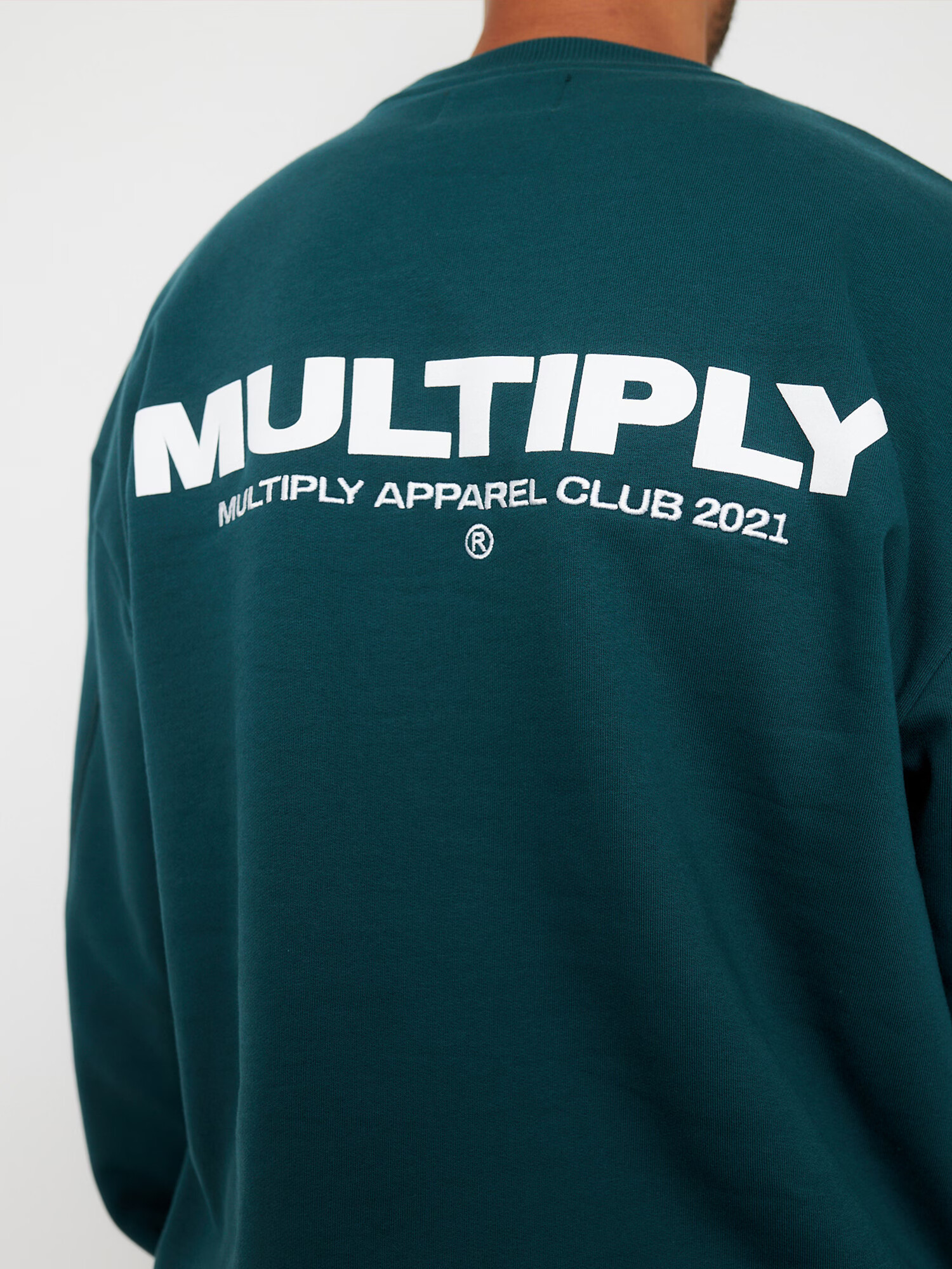 Multiply Apparel Bluză de molton verde petrol / alb - Pled.ro