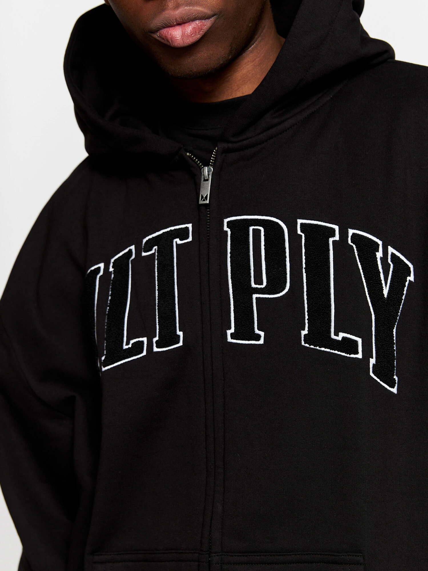 Multiply Apparel Hanorac negru / alb - Pled.ro