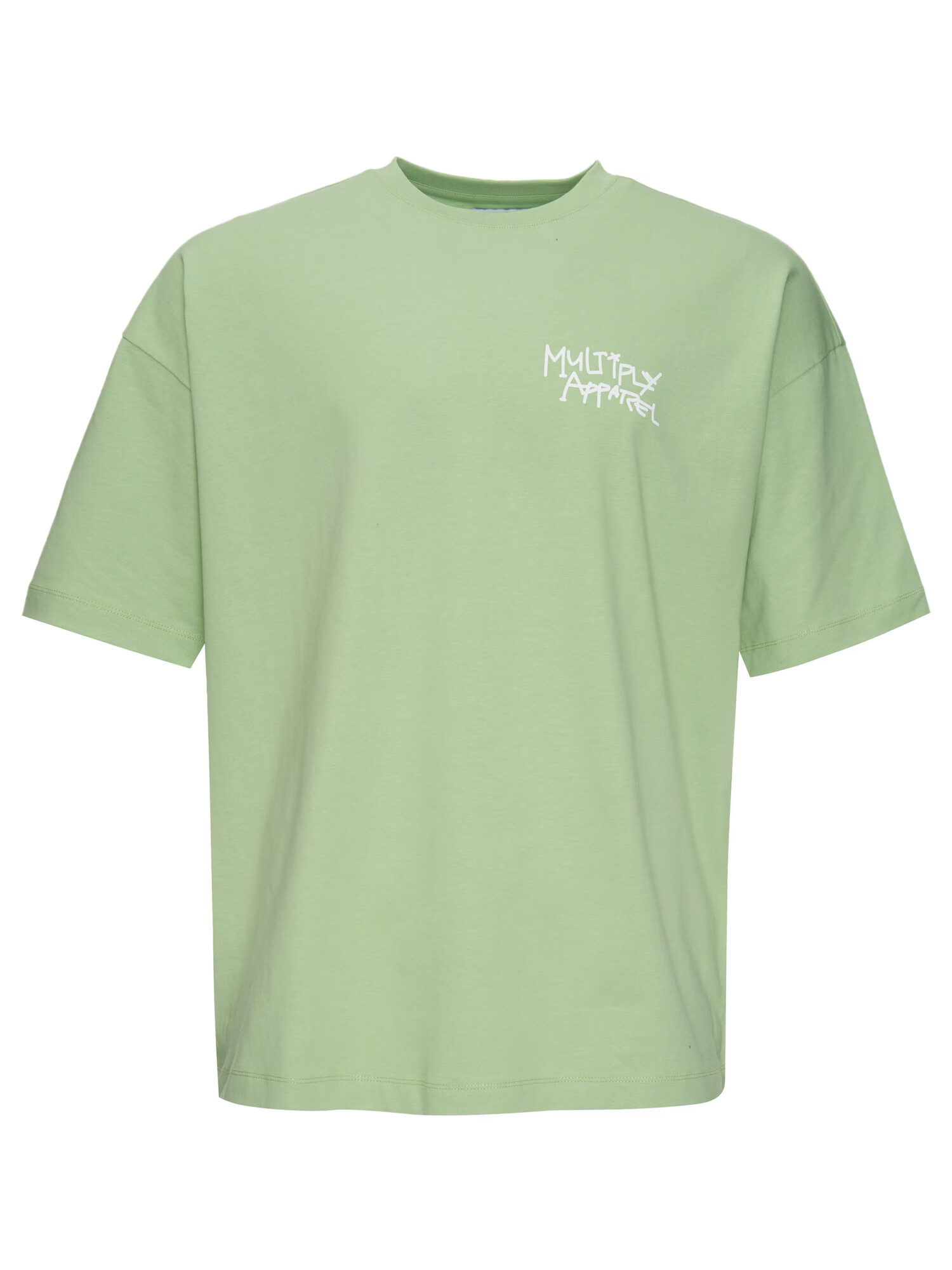 Multiply Apparel Tricou 'Banderole' verde pastel / negru / alb - Pled.ro