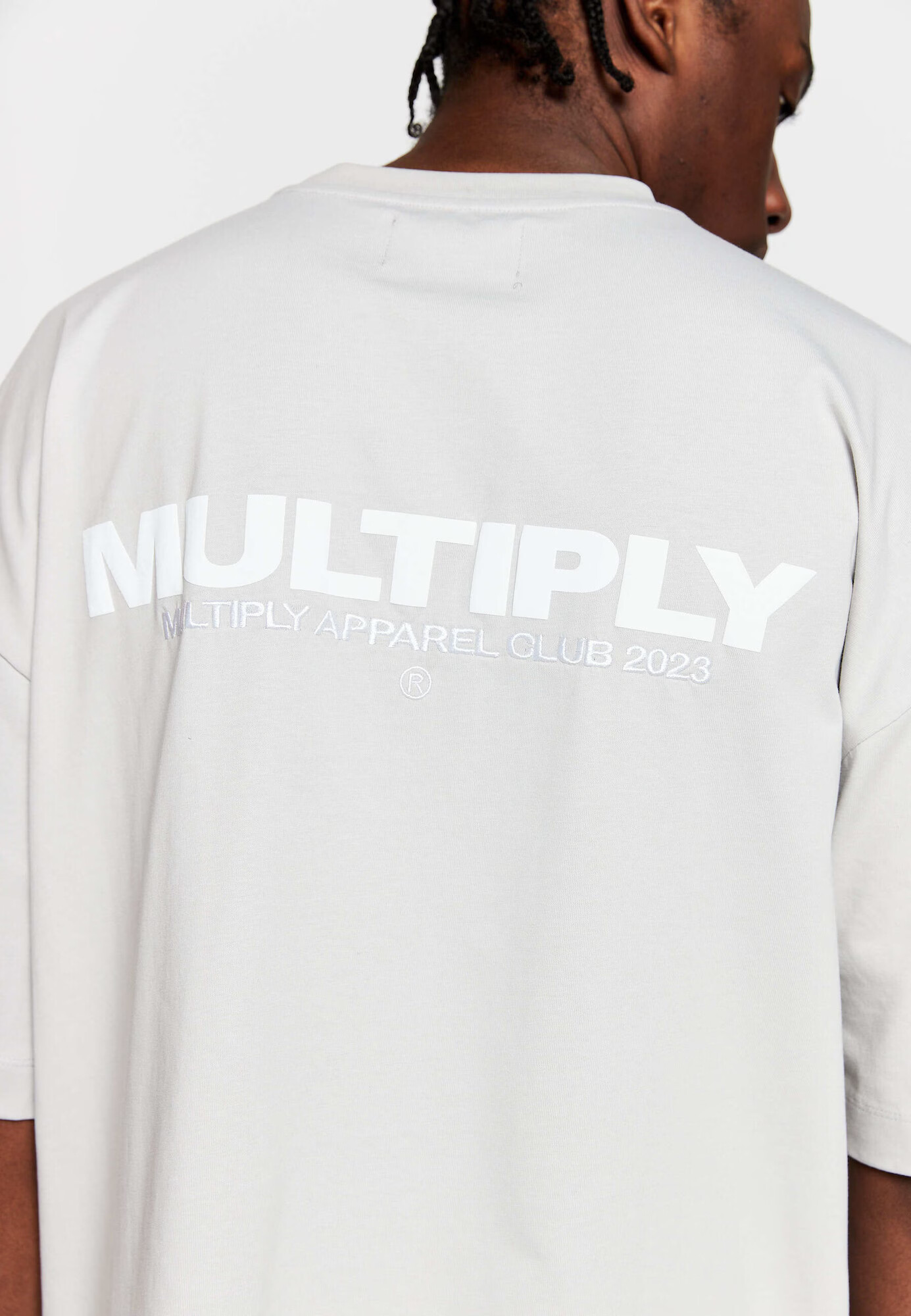 Multiply Apparel Tricou gri / alb - Pled.ro