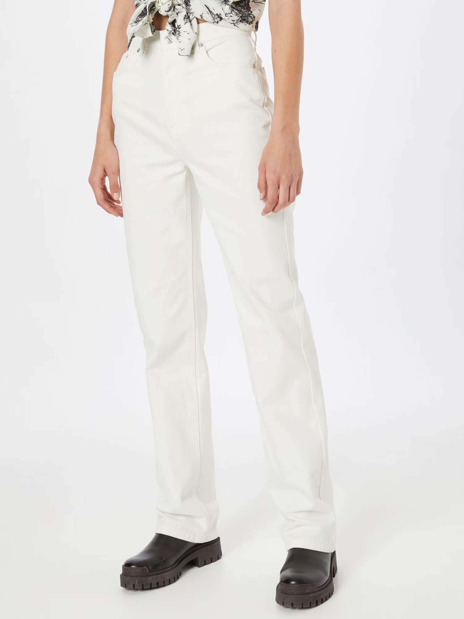 NA-KD Jeans 'Chloé' alb perlat - Pled.ro