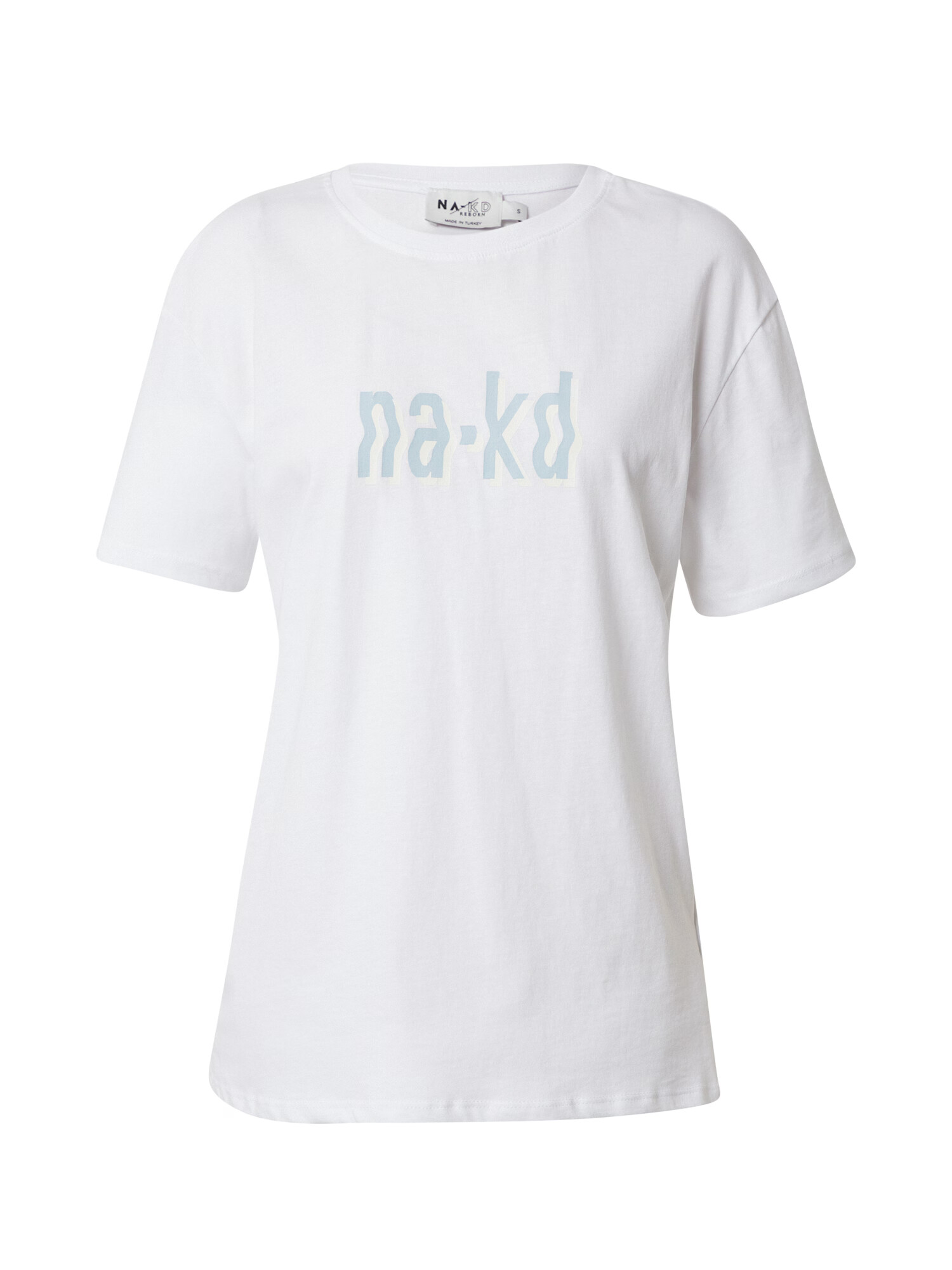 NA-KD Tricou albastru deschis / alb - Pled.ro