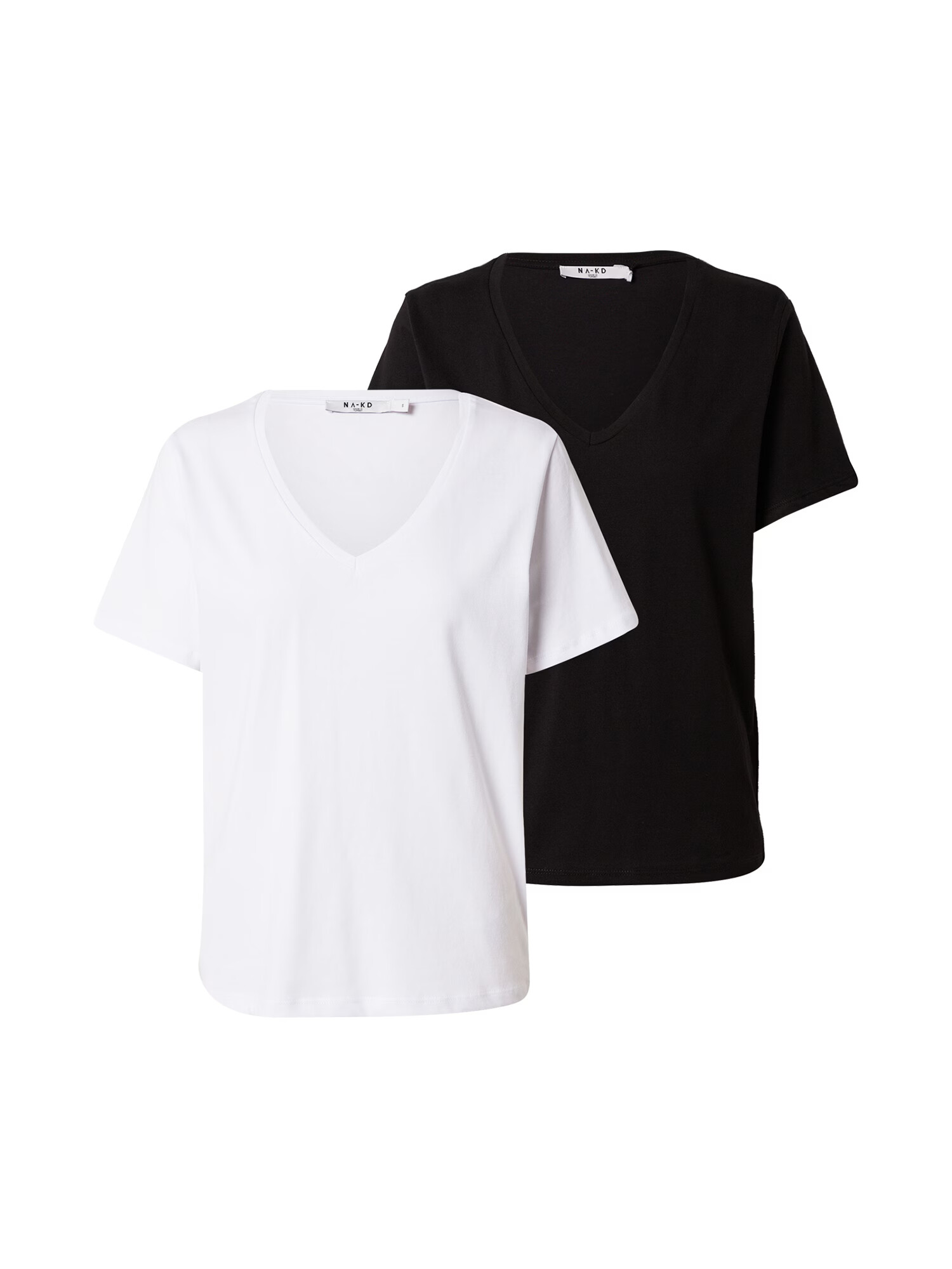 NA-KD Tricou negru / alb - Pled.ro