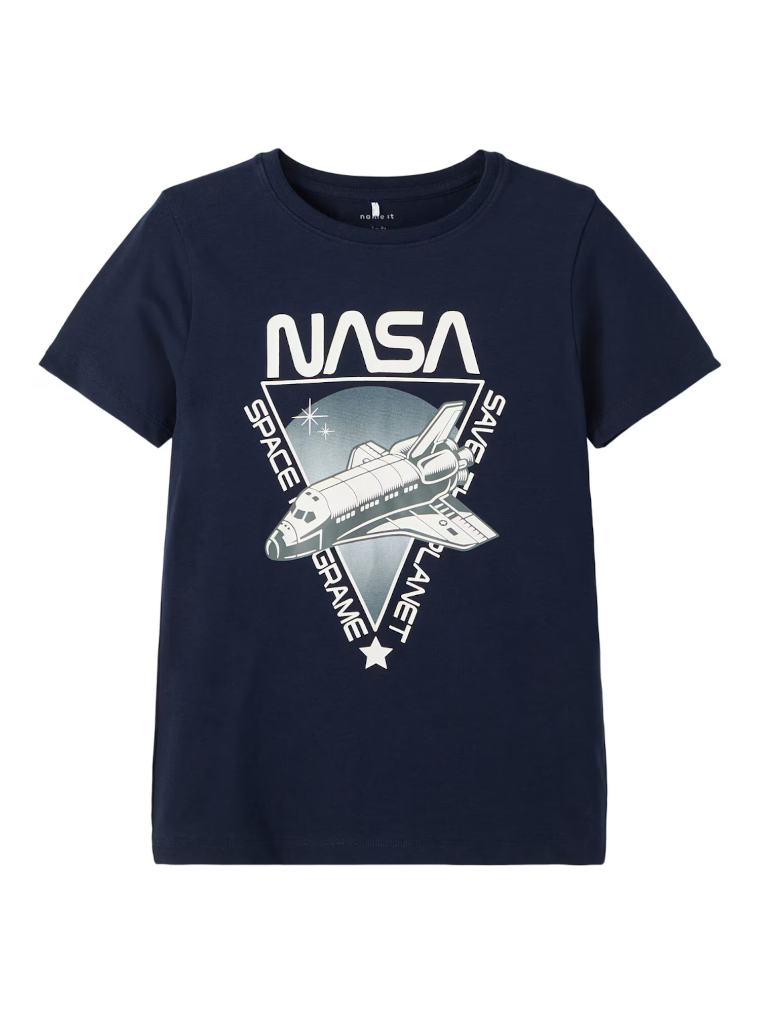 NAME IT Tricou 'SYLVESTER NASA' albastru fumuriu / albastru noapte / alb - Pled.ro