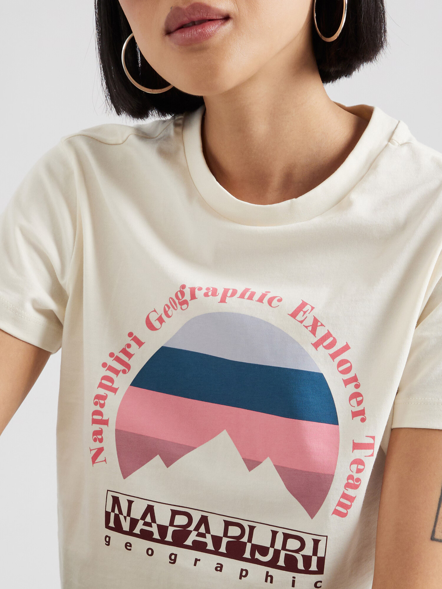 NAPAPIJRI Tricou maro ruginiu / roz / alb - Pled.ro