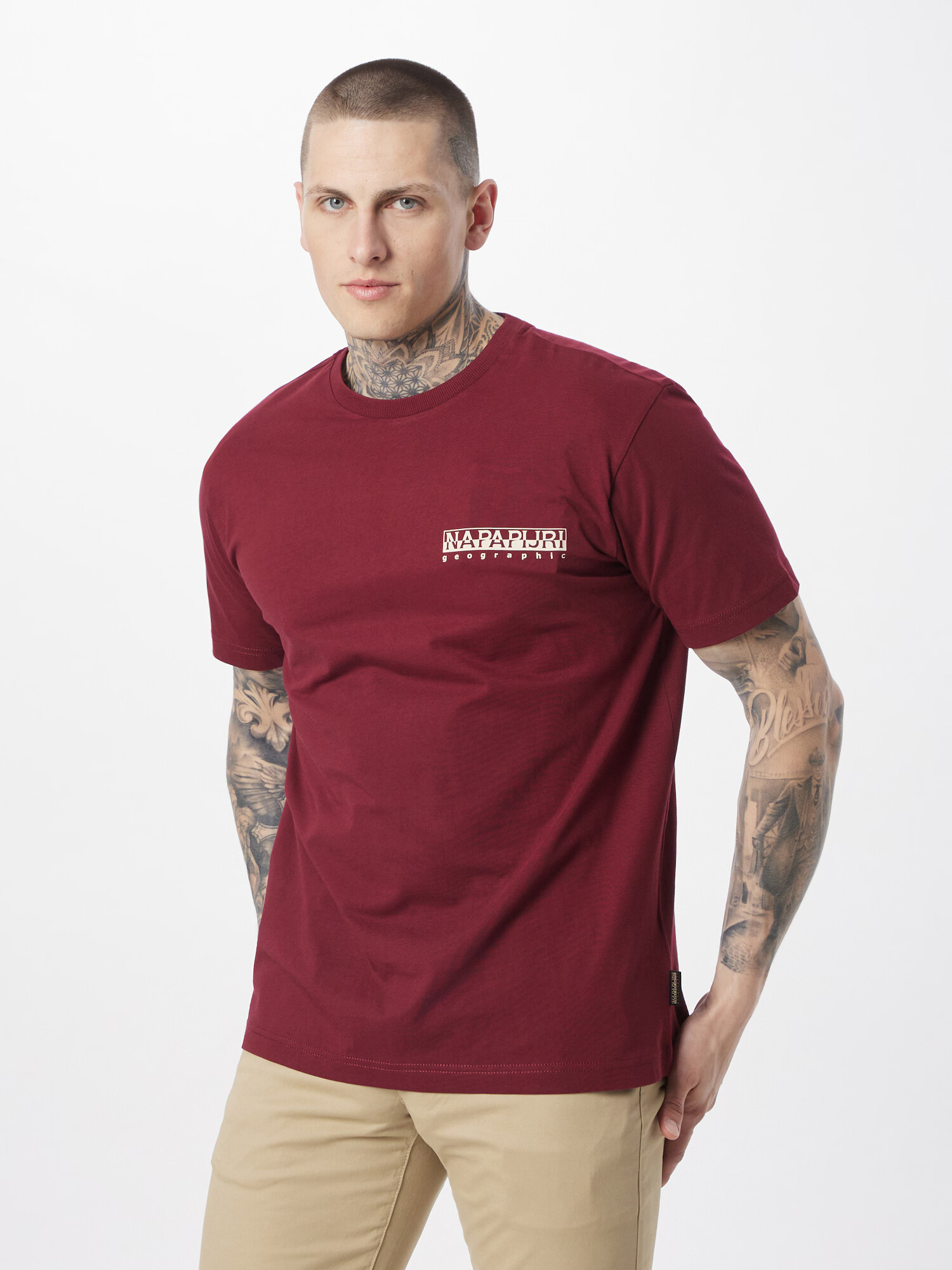 NAPAPIJRI Tricou 'FREESTYLE' roșu merlot / alb - Pled.ro